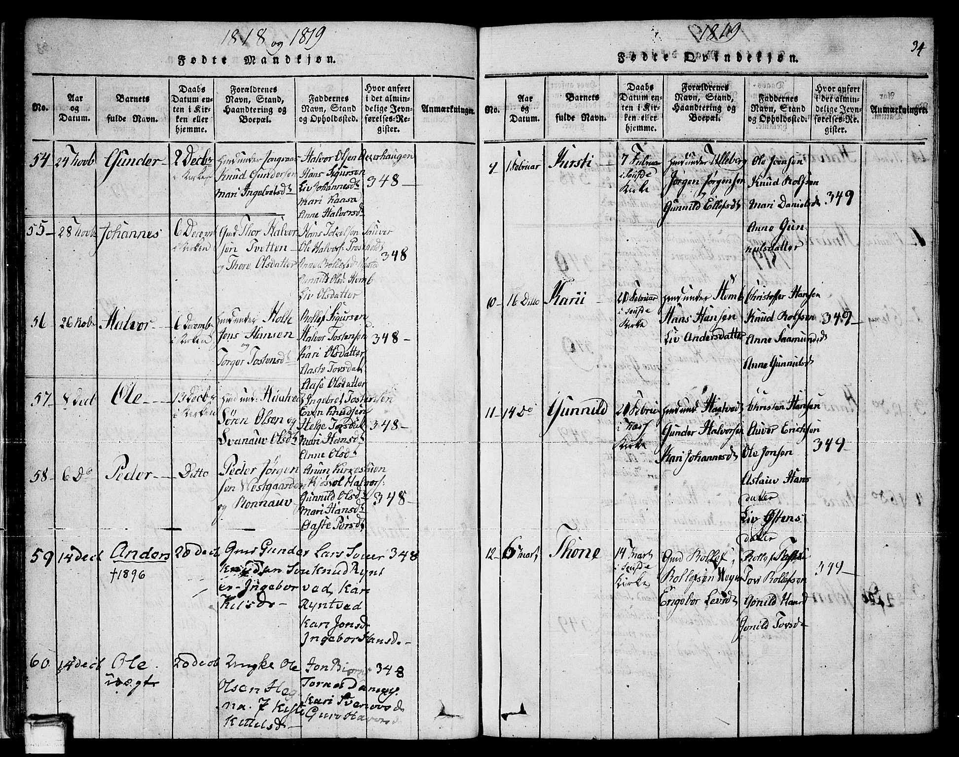 Sauherad kirkebøker, AV/SAKO-A-298/F/Fa/L0005: Parish register (official) no. I 5, 1815-1829, p. 34