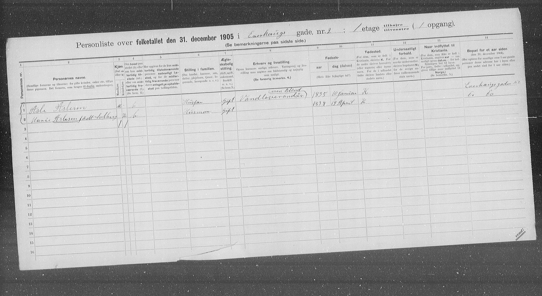 OBA, Municipal Census 1905 for Kristiania, 1905, p. 10852