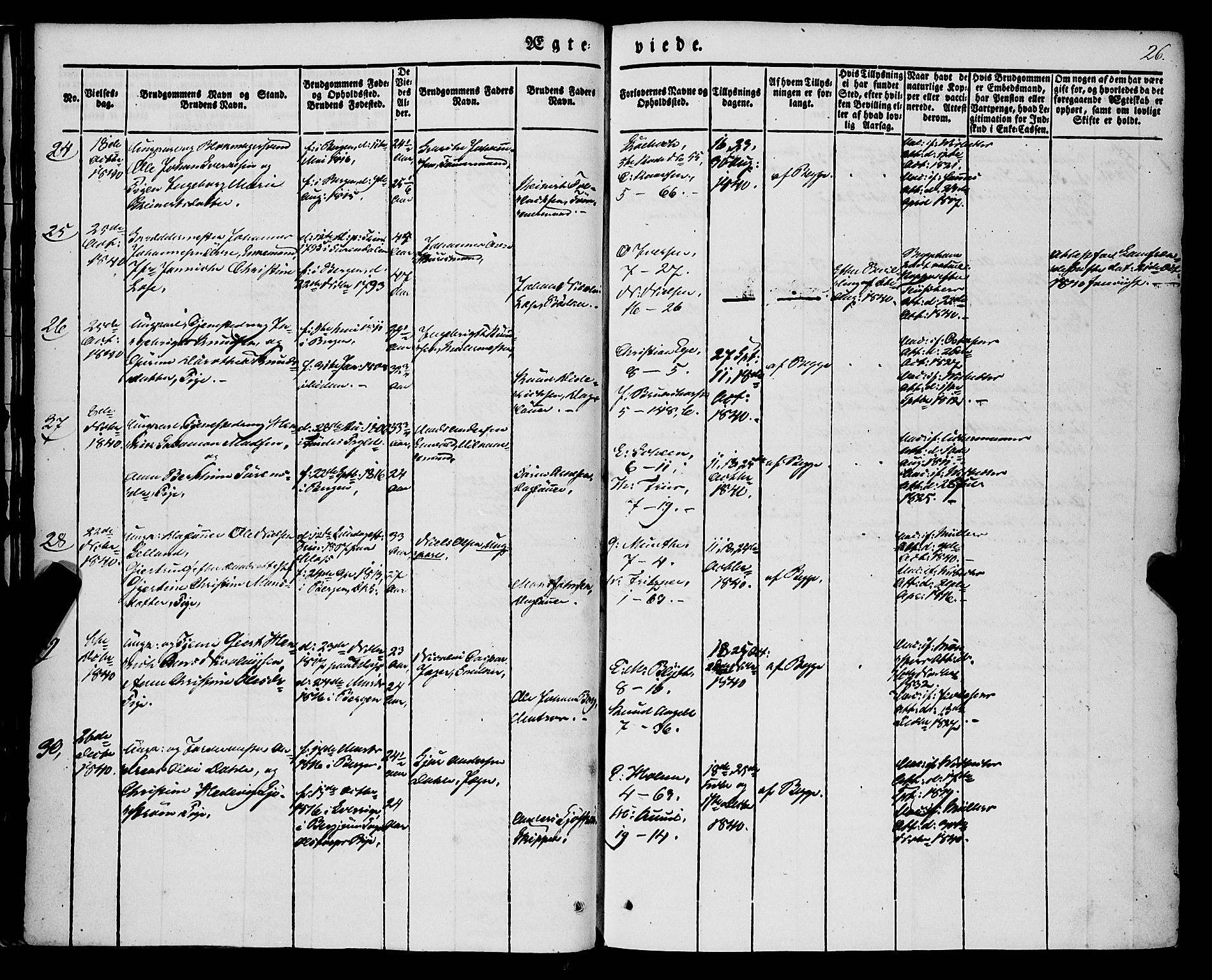 Nykirken Sokneprestembete, SAB/A-77101/H/Haa/L0031: Parish register (official) no. D 1, 1834-1861, p. 26