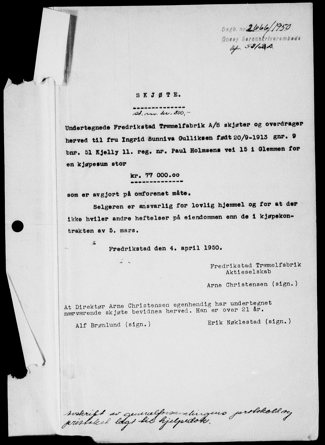 Onsøy sorenskriveri, SAO/A-10474/G/Ga/Gab/L0031: Mortgage book no. II A-31, 1950-1950