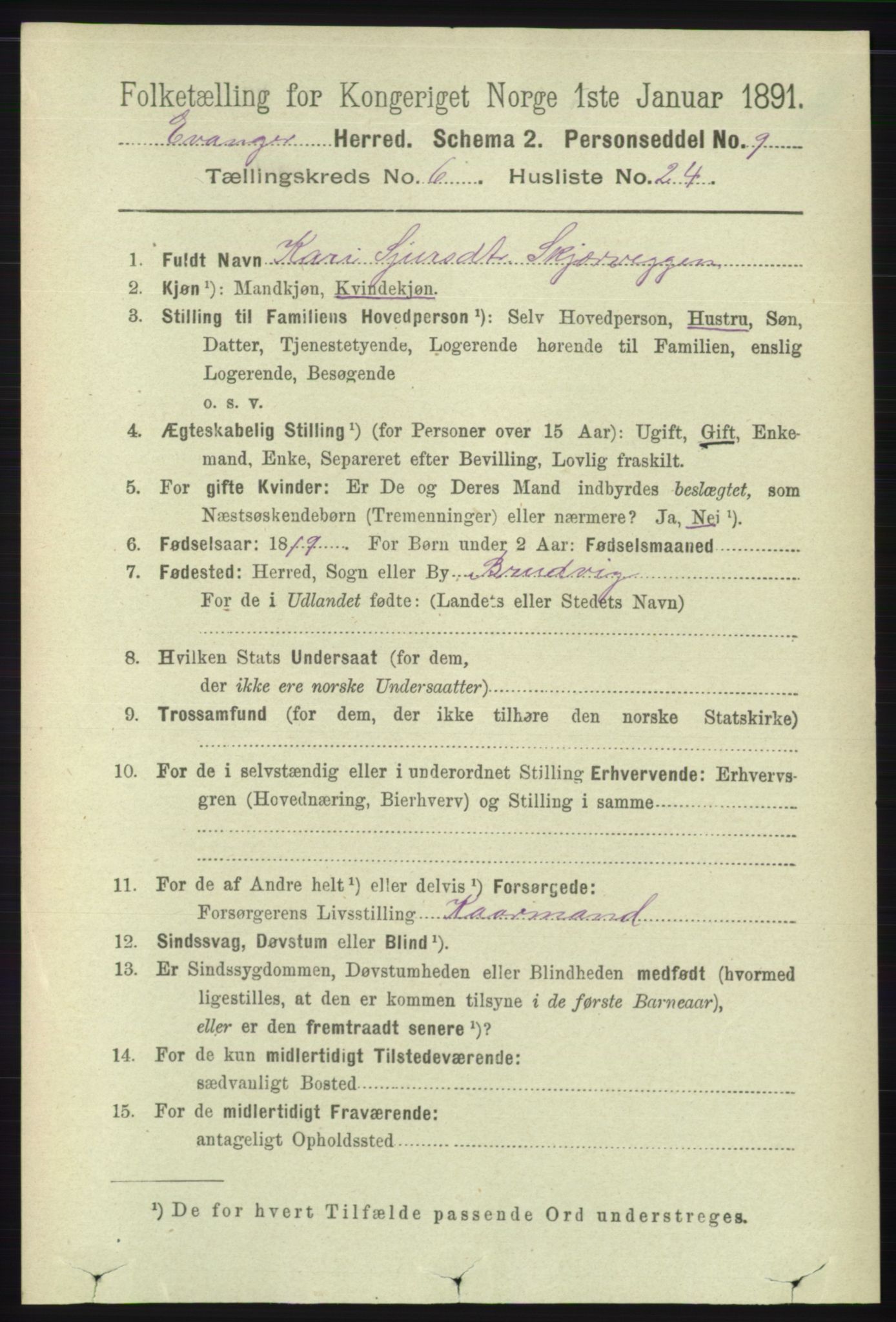 RA, 1891 census for 1237 Evanger, 1891, p. 1762