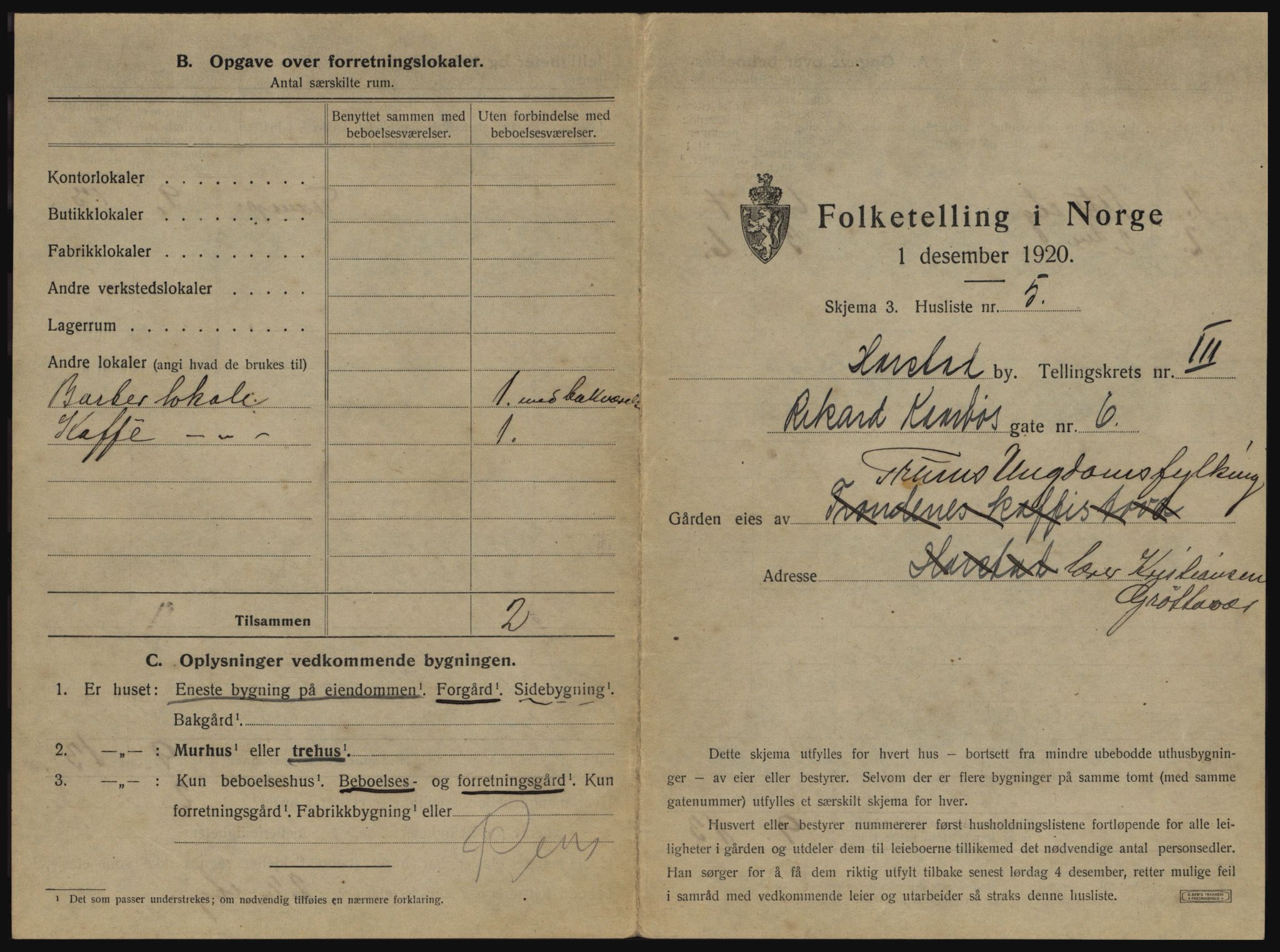 SATØ, 1920 census for Harstad, 1920, p. 251