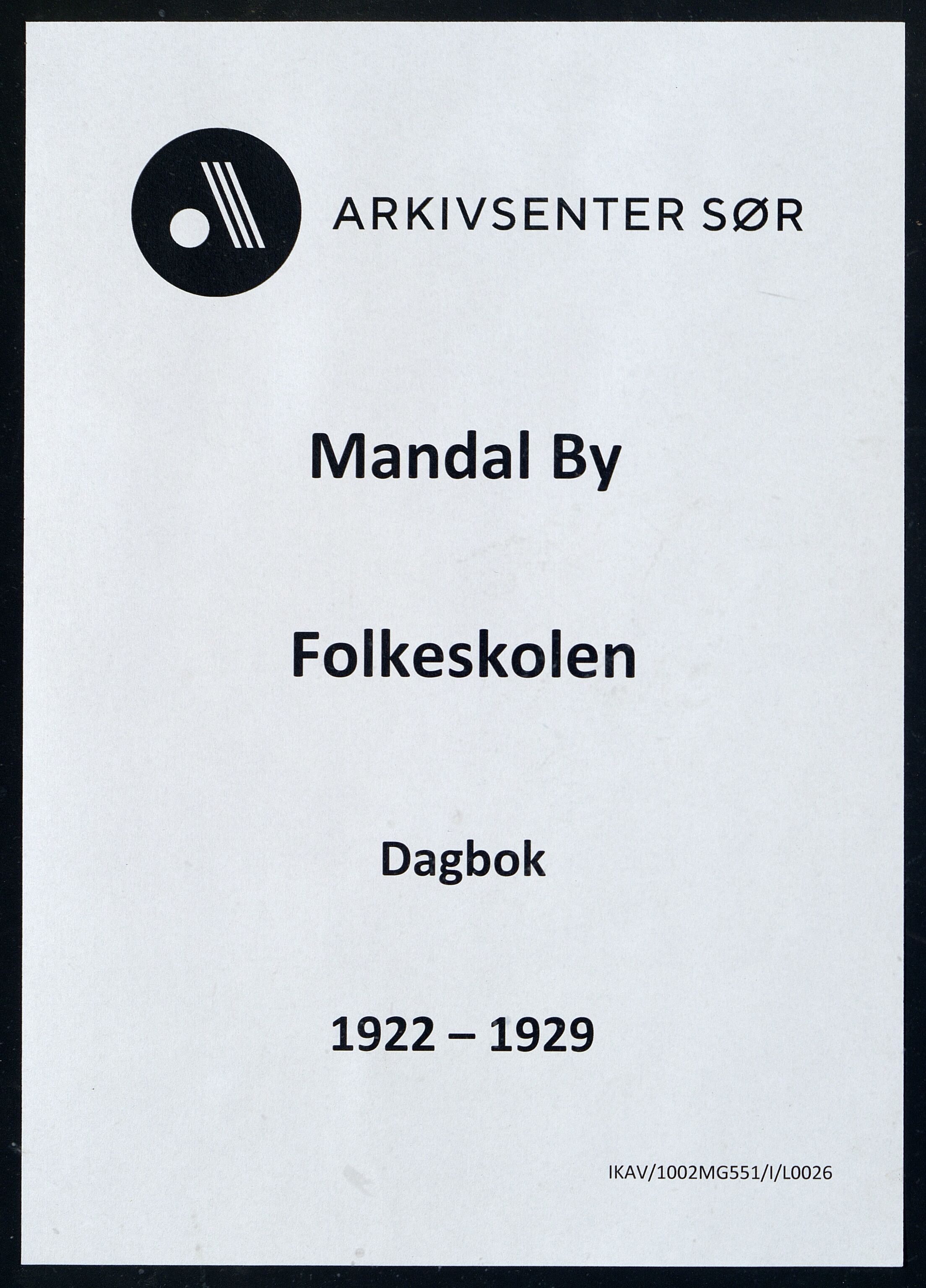 Mandal By - Mandal Allmueskole/Folkeskole/Skole, ARKSOR/1002MG551/I/L0026: Dagbok, 1922-1929