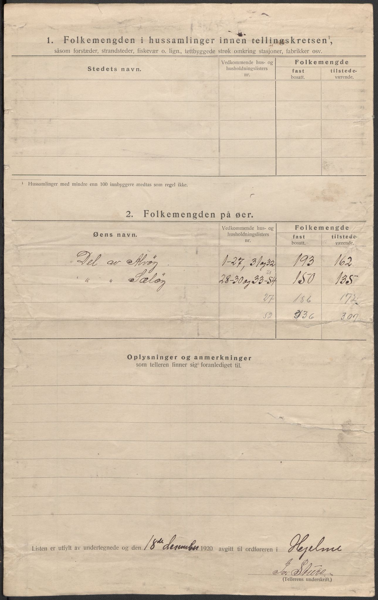 SAB, 1920 census for Hjelme, 1920, p. 7