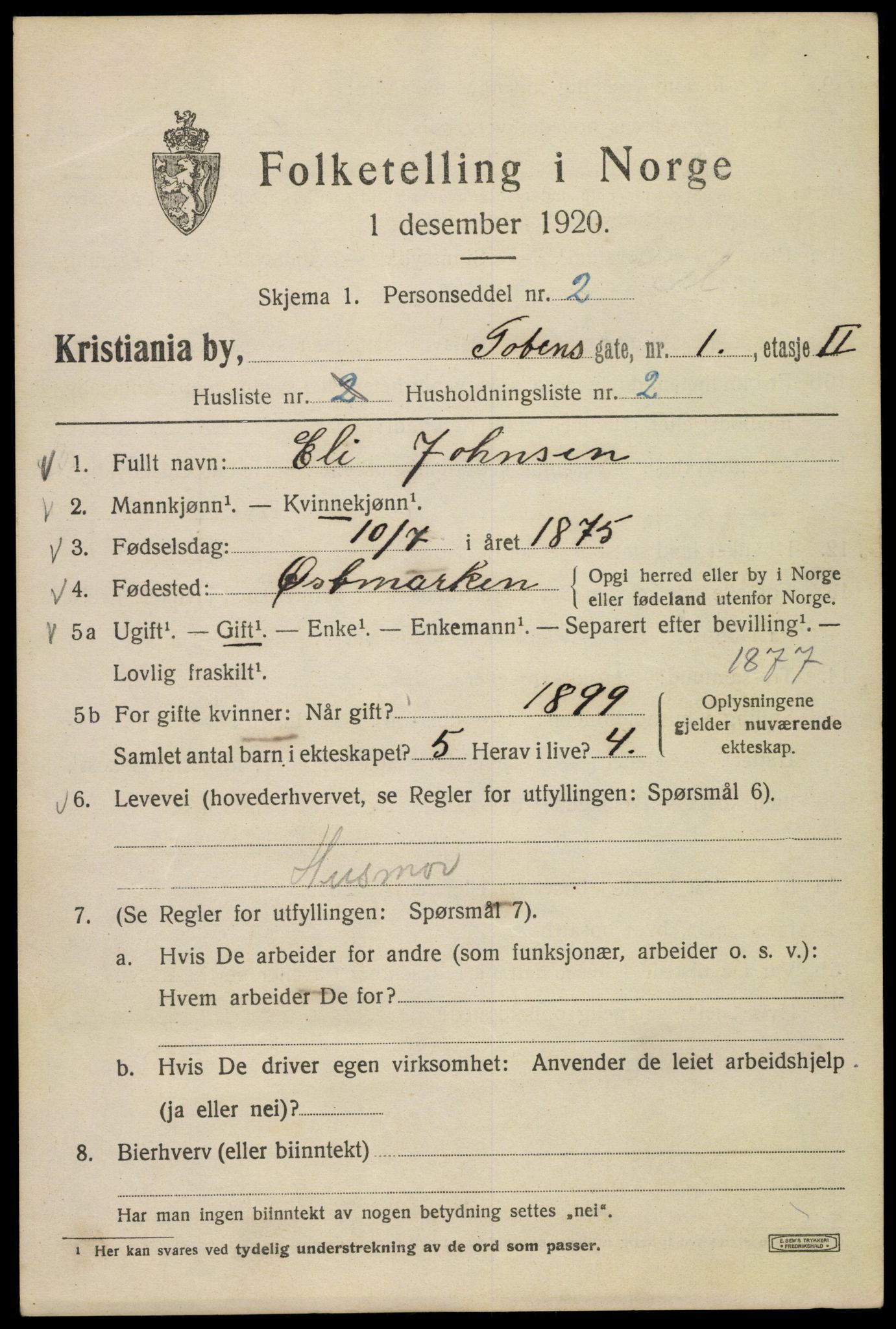 SAO, 1920 census for Kristiania, 1920, p. 596029