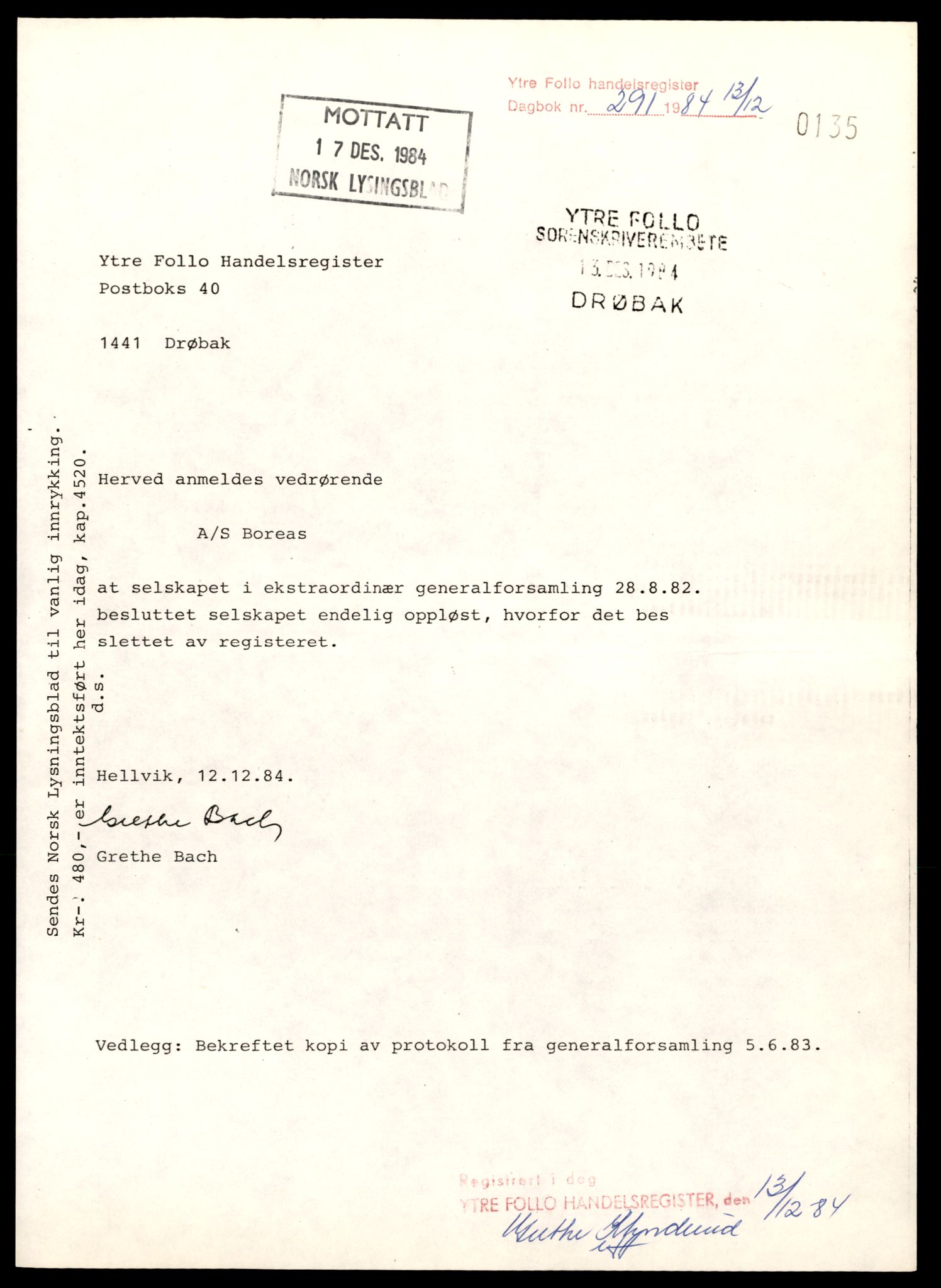 Ytre Follo tingrett, AV/SAT-A-10177/K/Kb/Kbb/L0003: Enkeltmannsforetak og aksjeselskap, Bor - Con, 1891-1989, p. 1