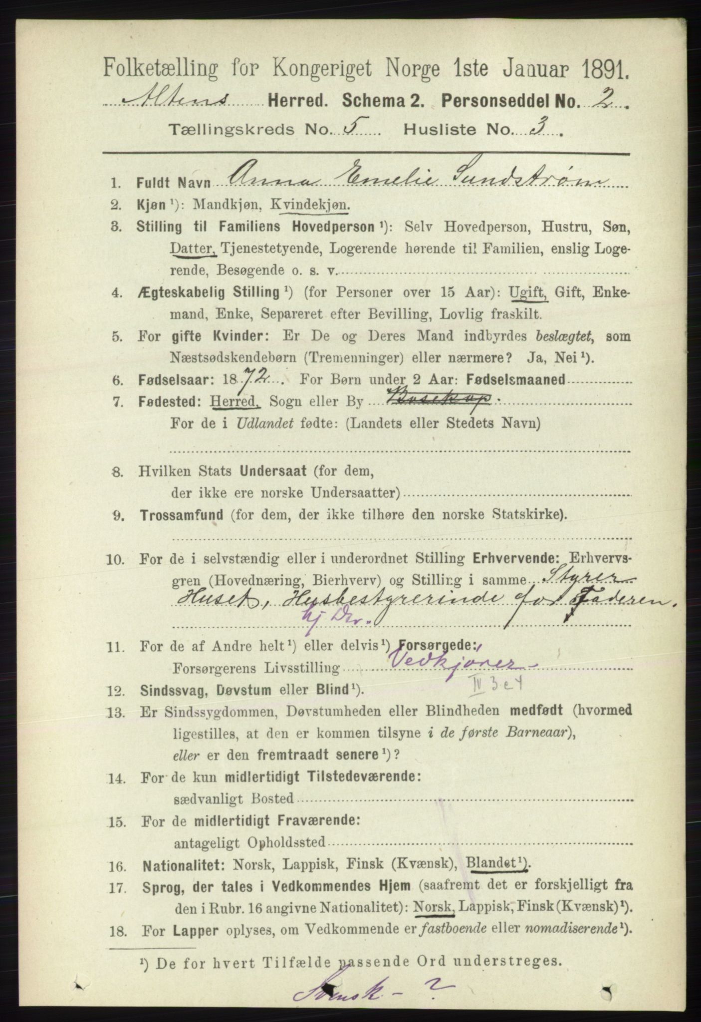 RA, 1891 census for 2012 Alta, 1891, p. 1661