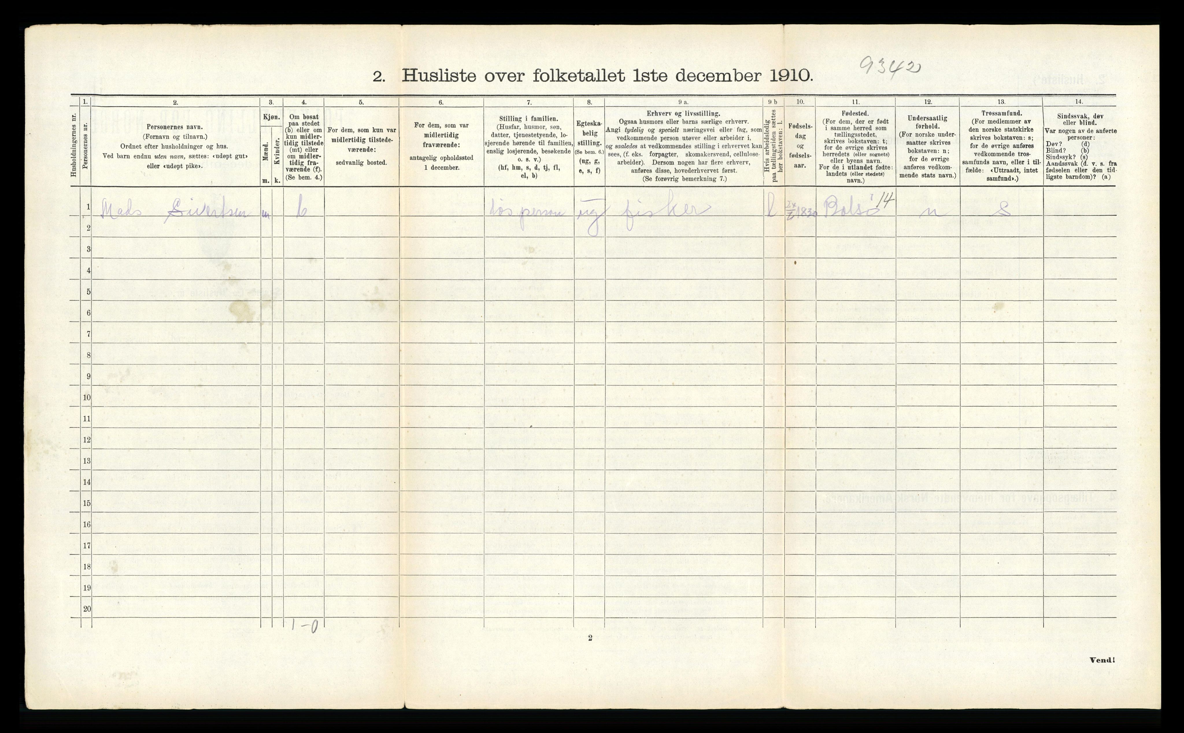 RA, 1910 census for Vågan, 1910, p. 1220