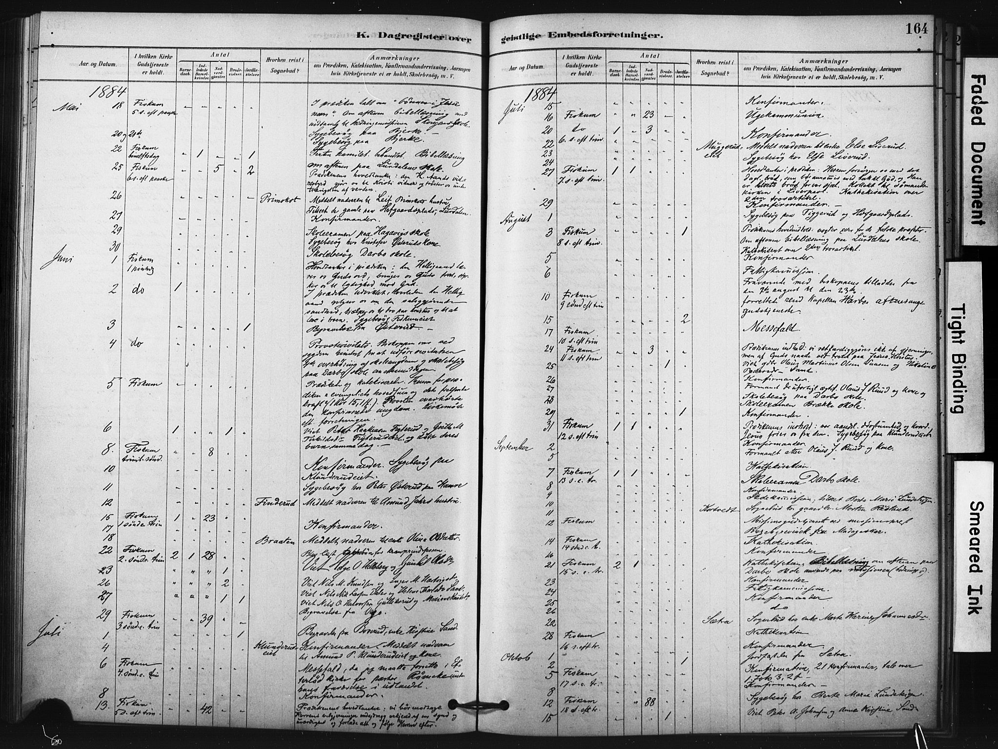 Fiskum kirkebøker, SAKO/A-15/F/Fa/L0002: Parish register (official) no. 2, 1878-1890, p. 164