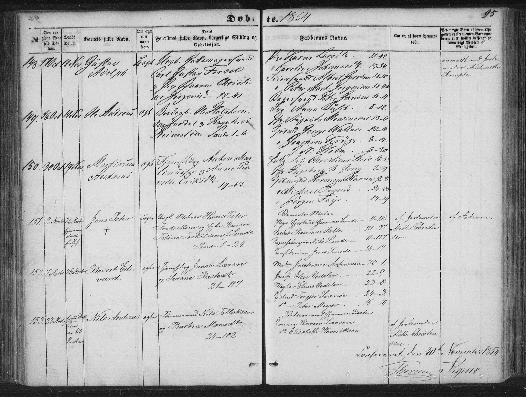 Korskirken sokneprestembete, AV/SAB-A-76101/H/Haa/L0017: Parish register (official) no. B 3, 1851-1857, p. 95