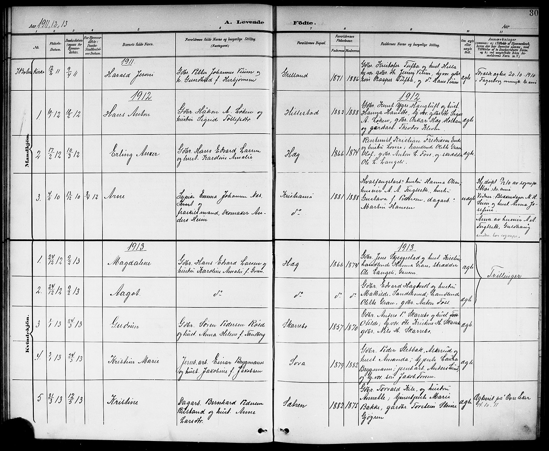 Botne kirkebøker, AV/SAKO-A-340/G/Gb/L0004: Parish register (copy) no. II 3, 1899-1917, p. 30