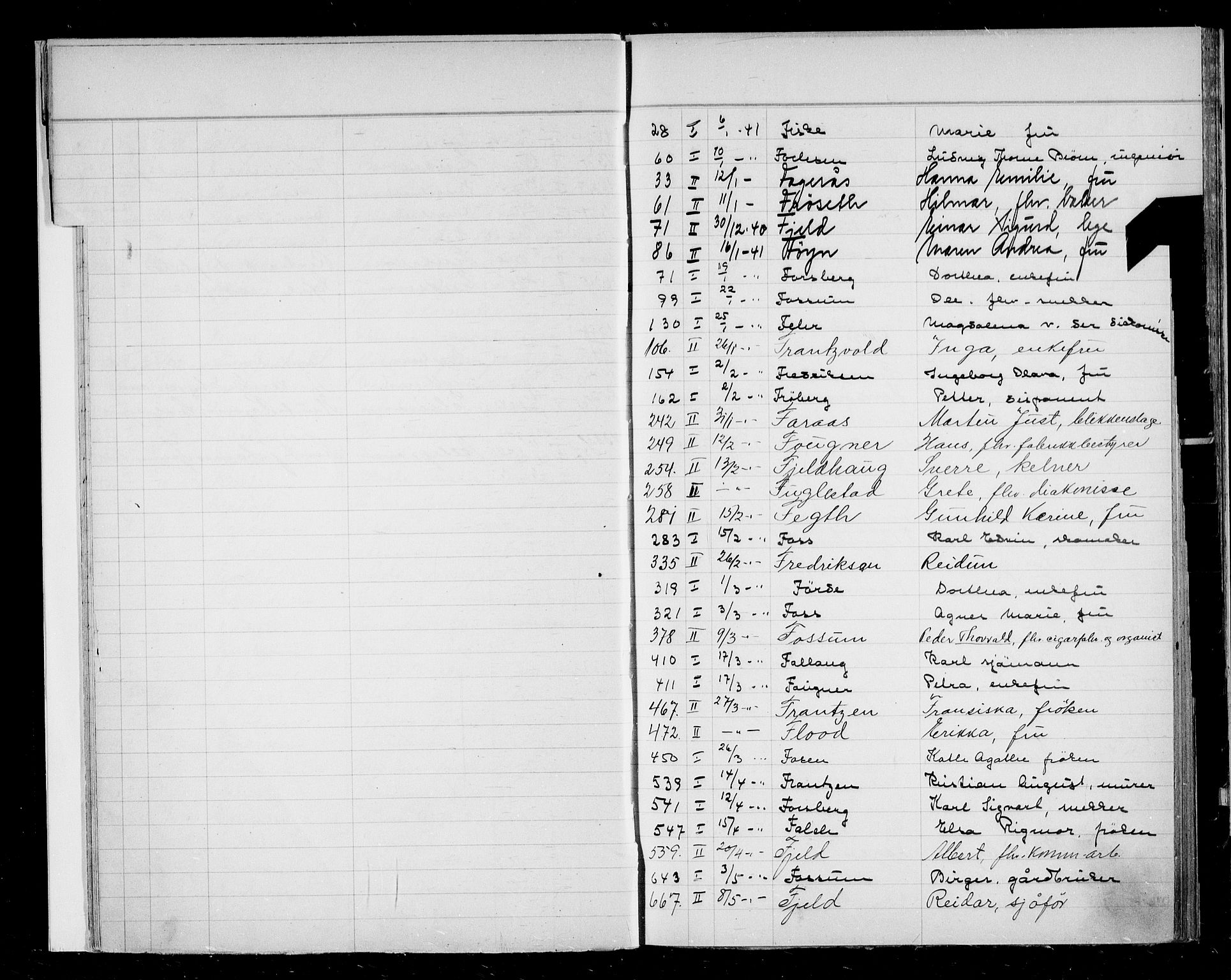 Oslo skifterett, AV/SAO-A-10383/F/Fa/Faa/L0041: Register til dødsfallsprotokollene, 1941