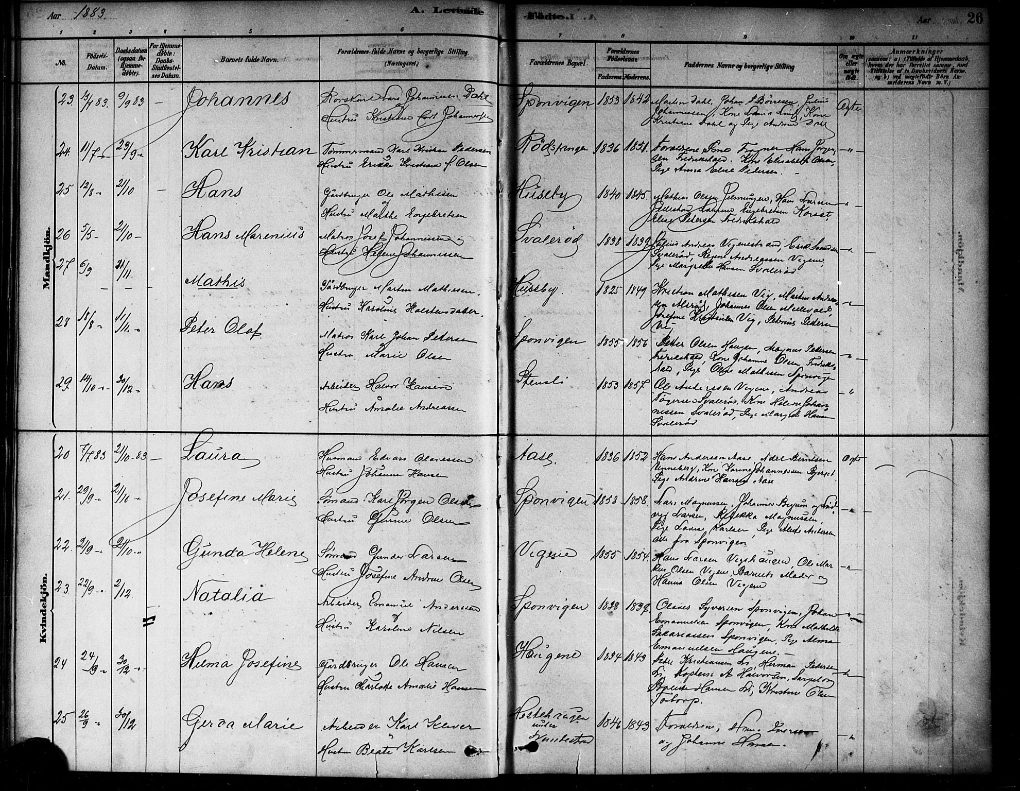 Berg prestekontor Kirkebøker, AV/SAO-A-10902/F/Fa/L0006: Parish register (official) no. I 6, 1878-1887, p. 26