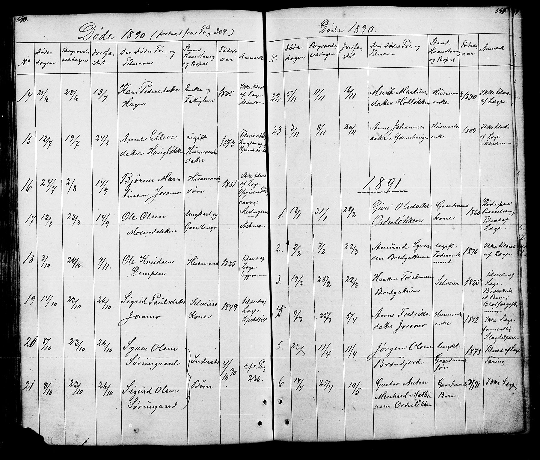Lesja prestekontor, SAH/PREST-068/H/Ha/Hab/L0005: Parish register (copy) no. 5, 1850-1894, p. 550-551