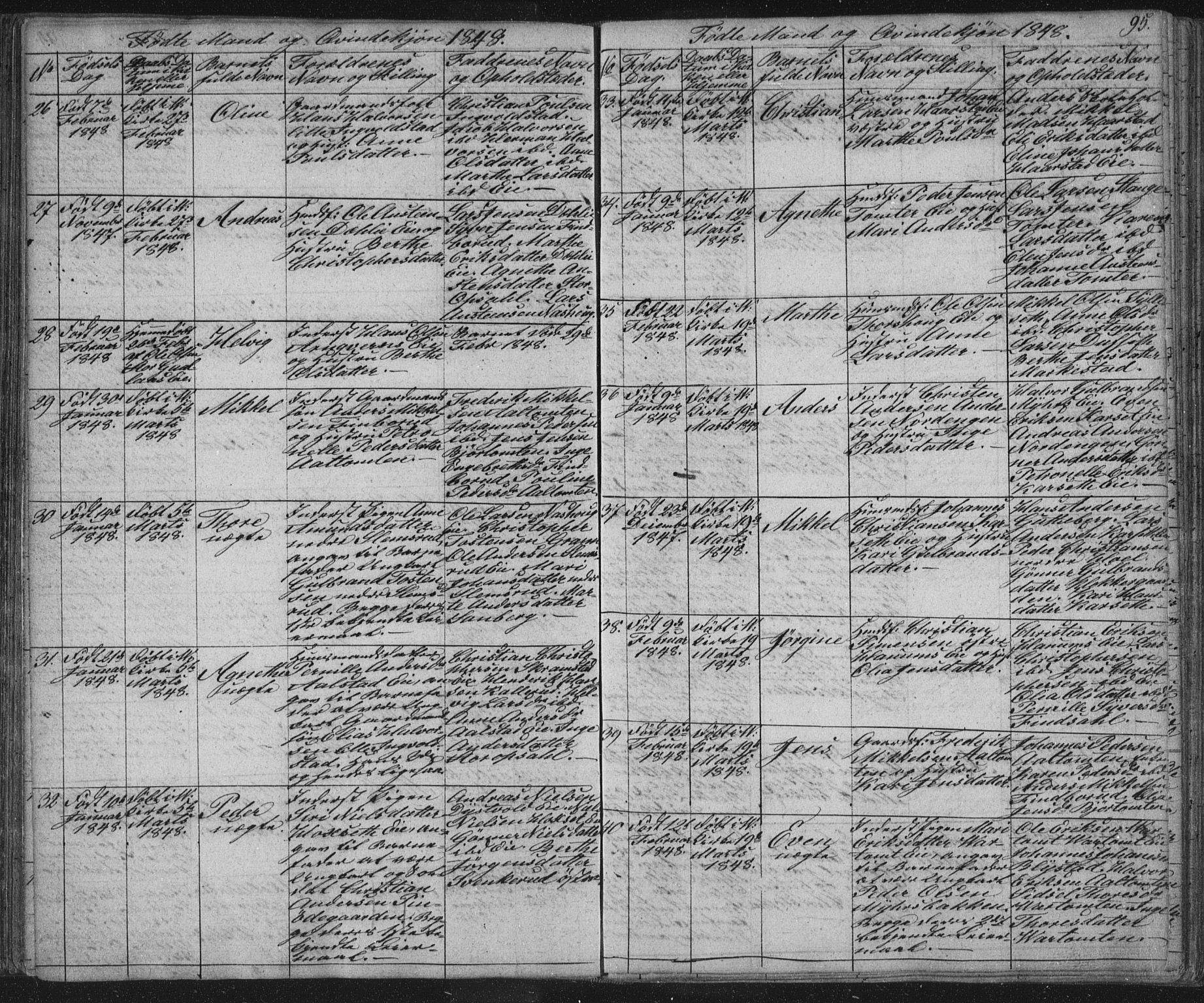 Vang prestekontor, Hedmark, AV/SAH-PREST-008/H/Ha/Hab/L0008: Parish register (copy) no. 8, 1832-1854, p. 95