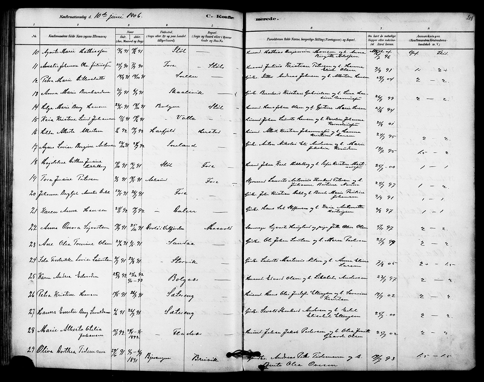 Ministerialprotokoller, klokkerbøker og fødselsregistre - Nordland, AV/SAT-A-1459/843/L0626: Parish register (official) no. 843A01, 1878-1907, p. 208