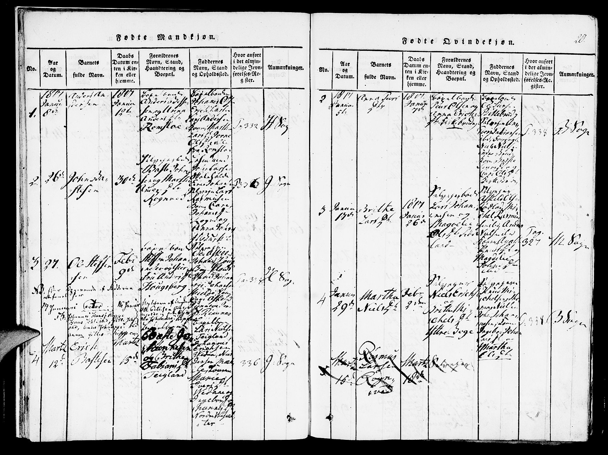 Haus sokneprestembete, SAB/A-75601/H/Haa: Parish register (official) no. A 12, 1816-1821, p. 20