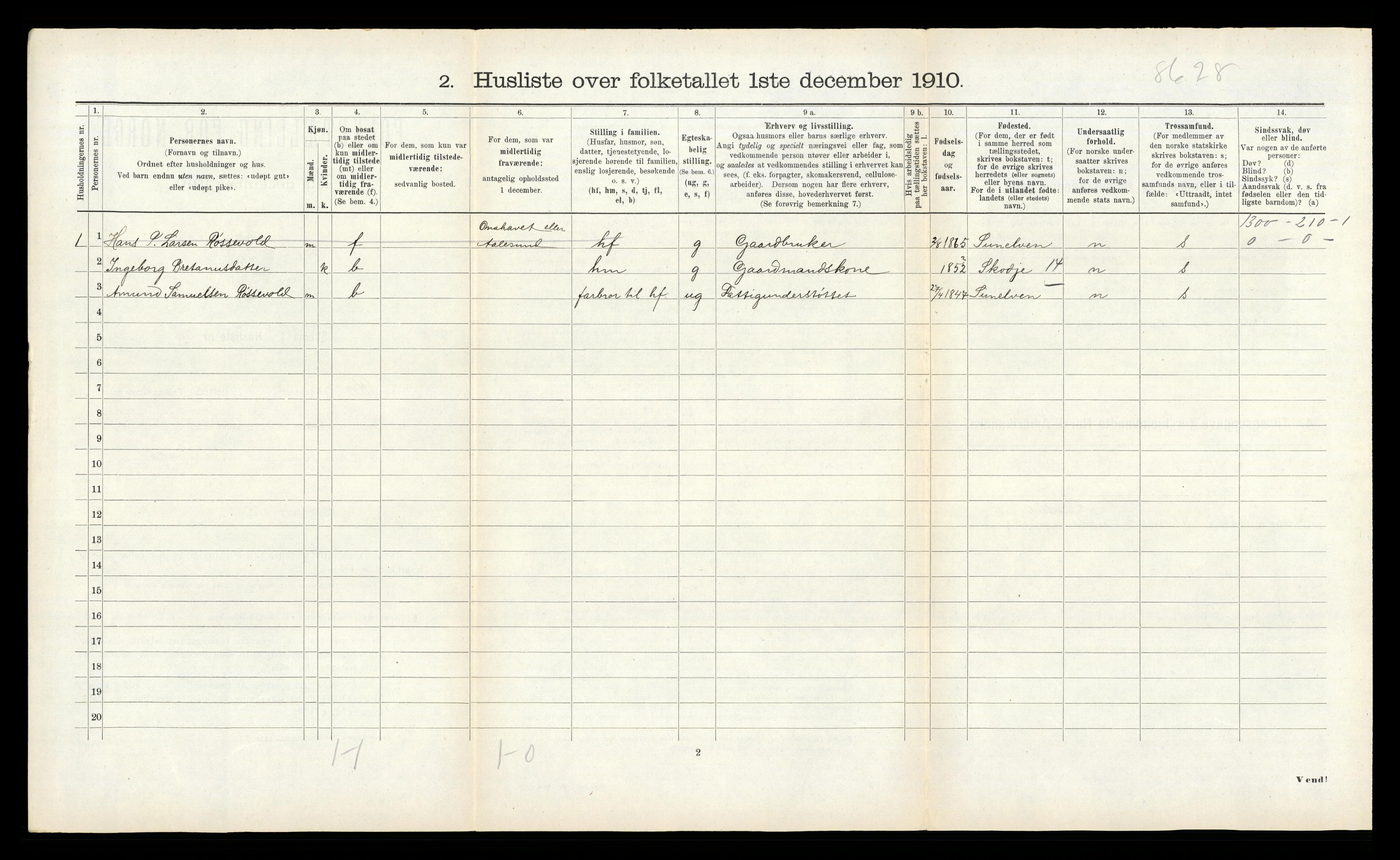 RA, 1910 census for Borgund, 1910, p. 192