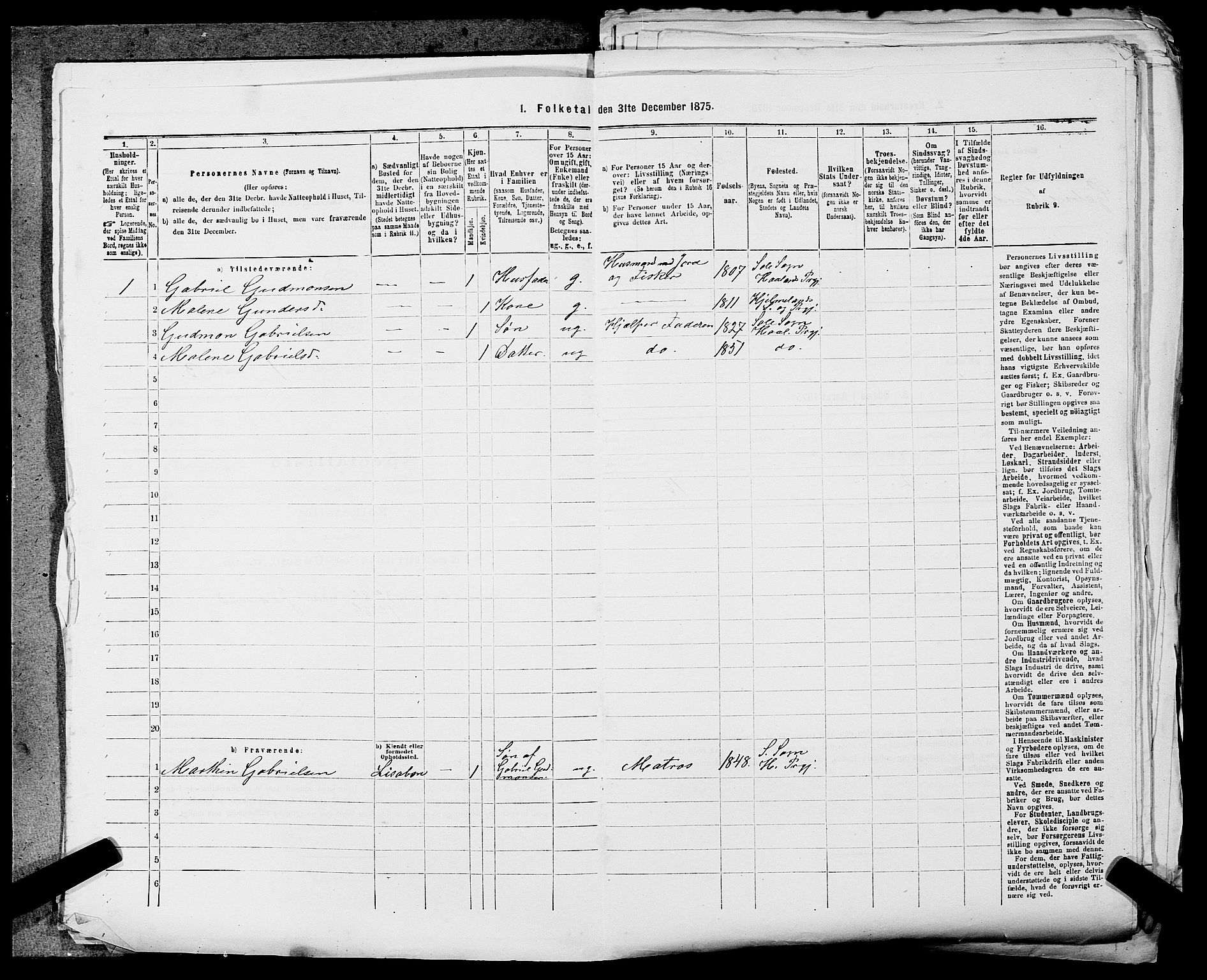 SAST, 1875 census for 1124P Håland, 1875, p. 58