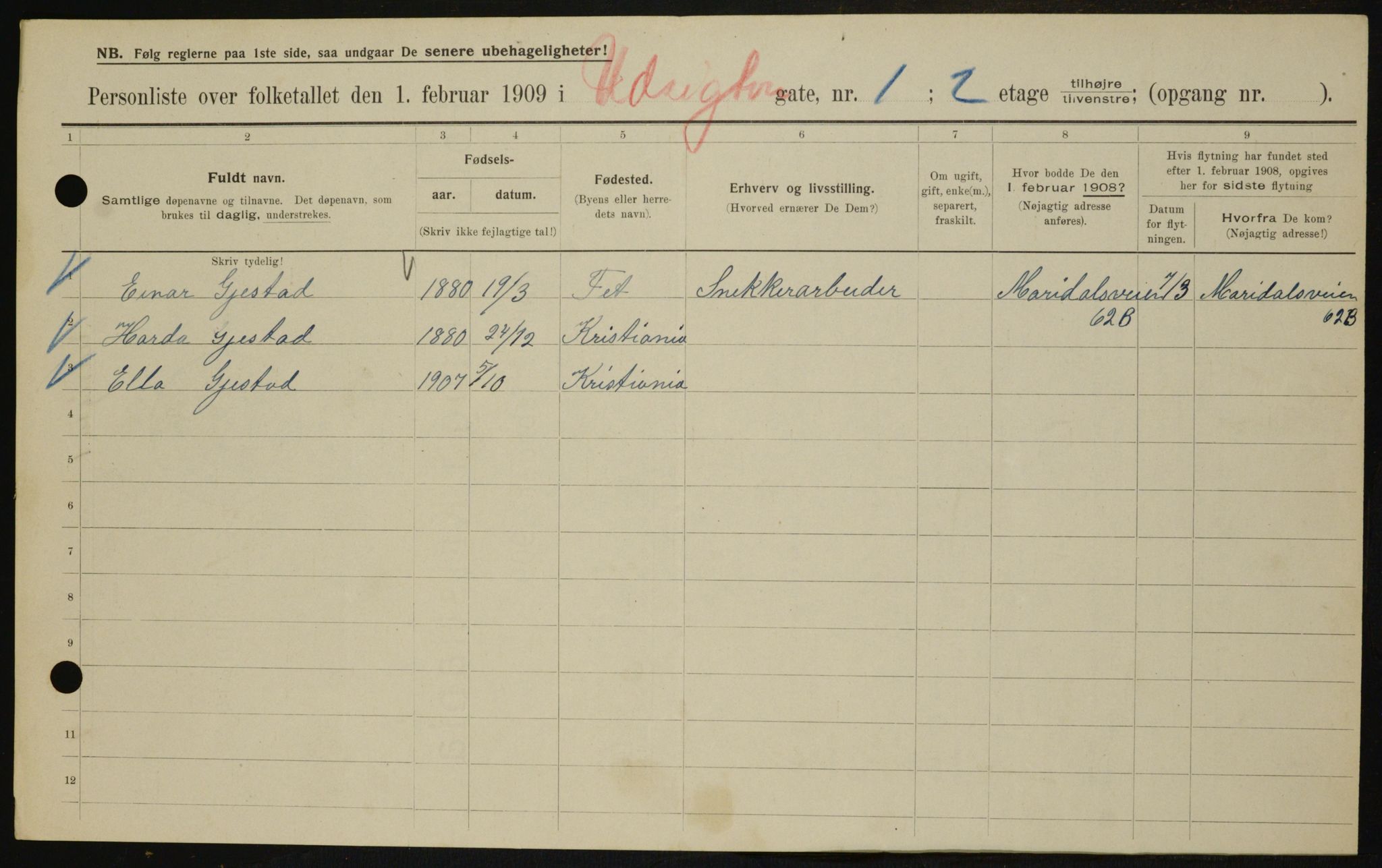 OBA, Municipal Census 1909 for Kristiania, 1909, p. 110078