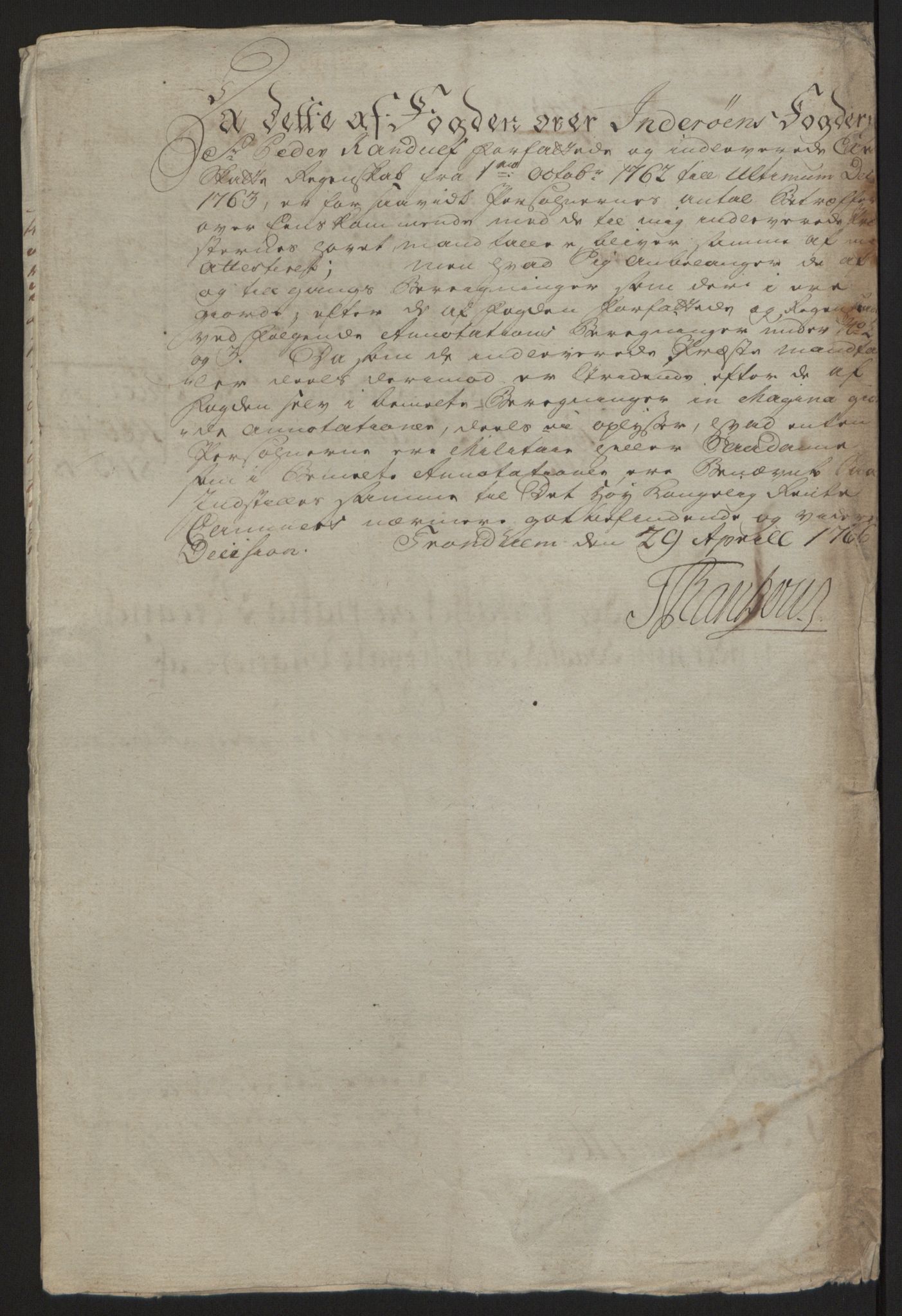 Rentekammeret inntil 1814, Reviderte regnskaper, Fogderegnskap, AV/RA-EA-4092/R63/L4420: Ekstraskatten Inderøy, 1762-1772, p. 9