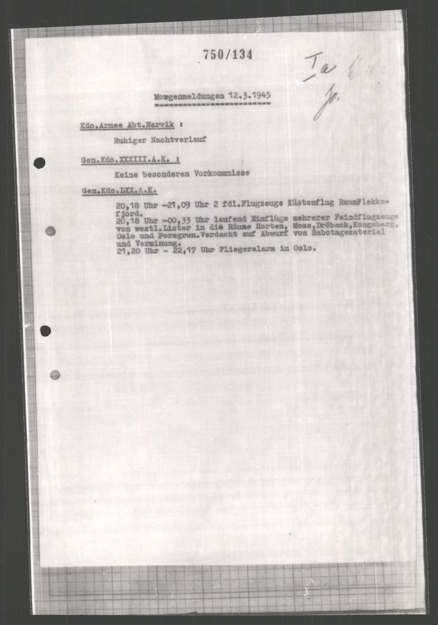 Forsvarets Overkommando. 2 kontor. Arkiv 11.4. Spredte tyske arkivsaker, AV/RA-RAFA-7031/D/Dar/Dara/L0003: Krigsdagbøker for 20. Gebirgs-Armee-Oberkommando (AOK 20), 1945, p. 610