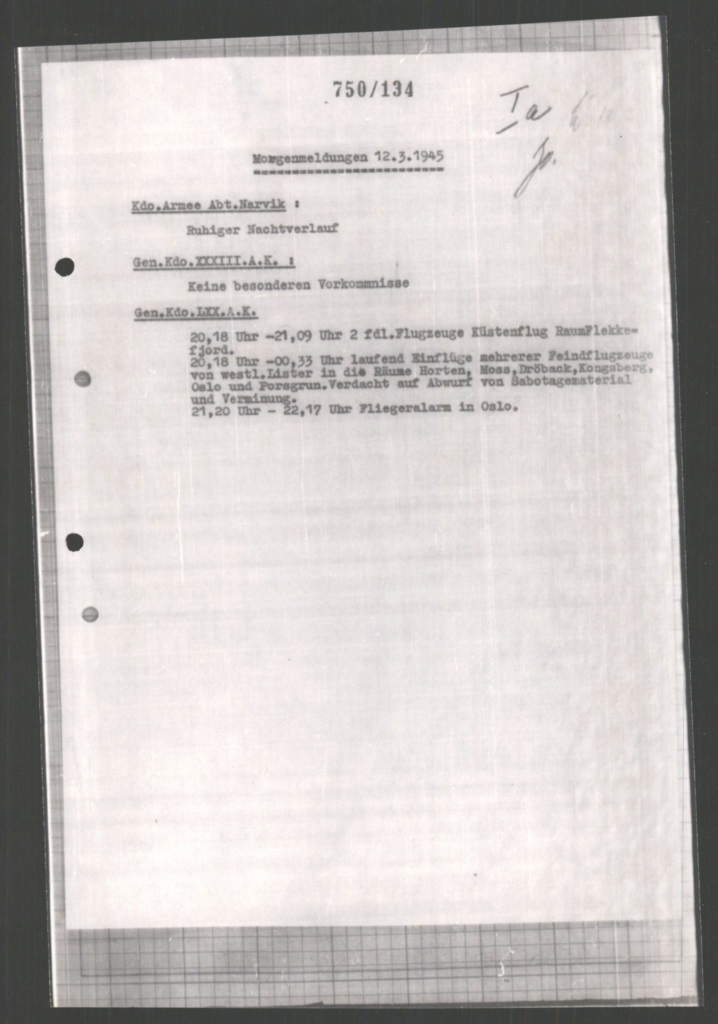 Forsvarets Overkommando. 2 kontor. Arkiv 11.4. Spredte tyske arkivsaker, AV/RA-RAFA-7031/D/Dar/Dara/L0003: Krigsdagbøker for 20. Gebirgs-Armee-Oberkommando (AOK 20), 1945, p. 610