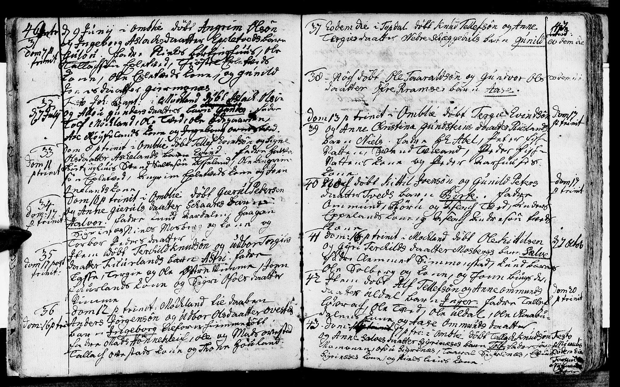 Åmli sokneprestkontor, AV/SAK-1111-0050/F/Fa/Fac/L0003: Parish register (official) no. A 3, 1756-1775, p. 46-47