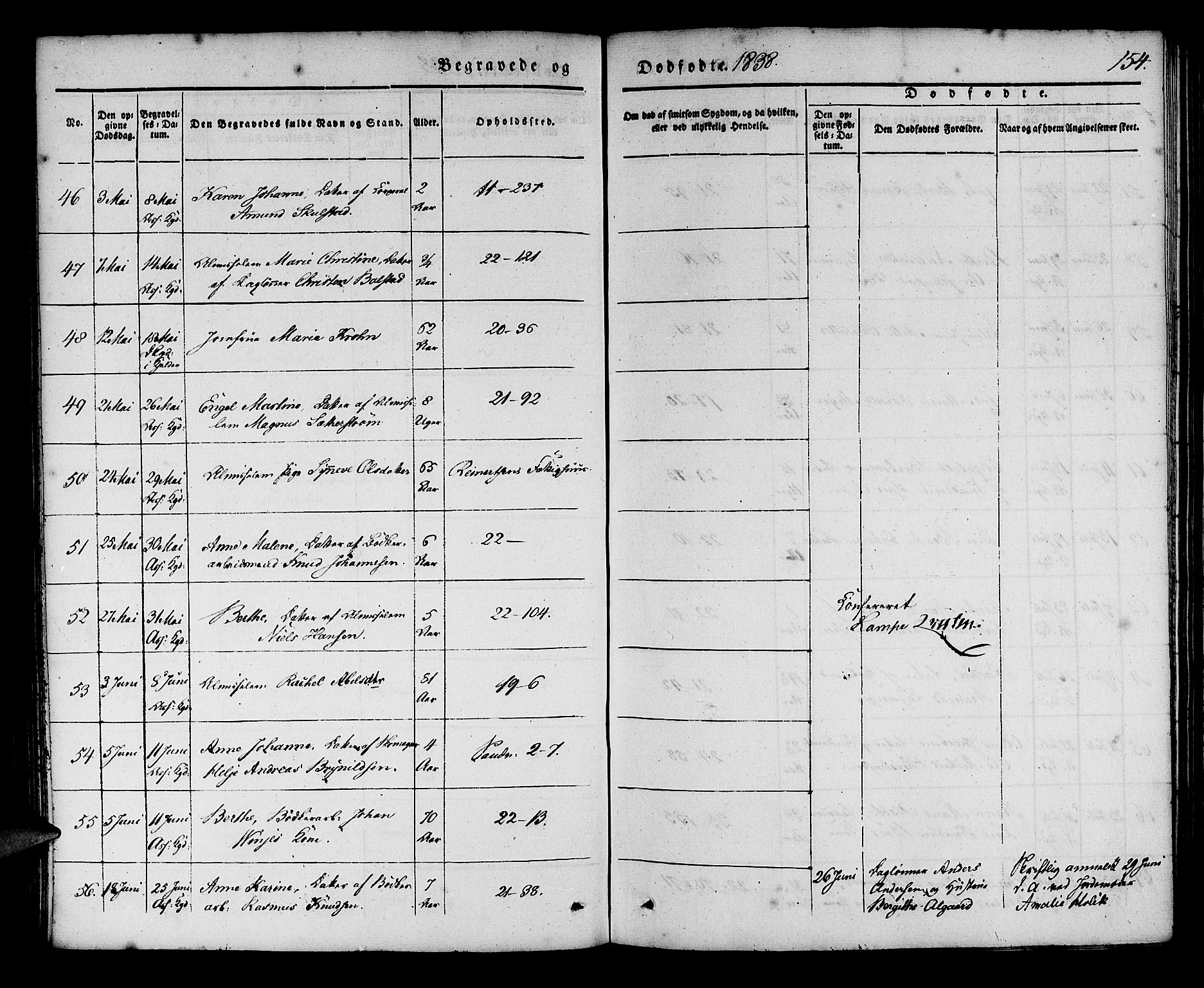 Korskirken sokneprestembete, AV/SAB-A-76101/H/Haa/L0043: Parish register (official) no. E 1, 1834-1848, p. 154