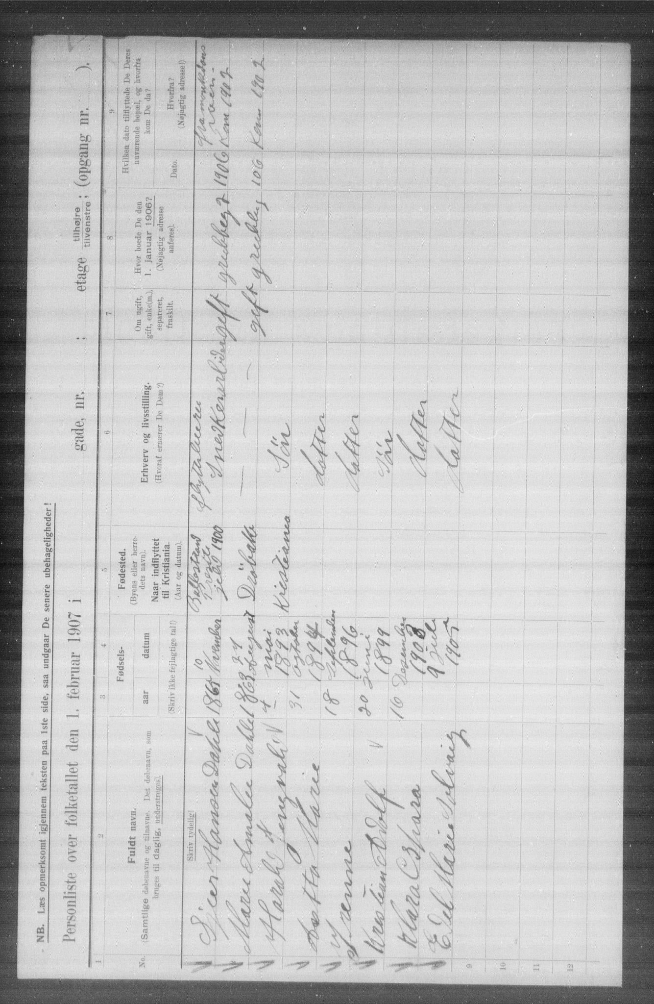 OBA, Municipal Census 1907 for Kristiania, 1907, p. 15347