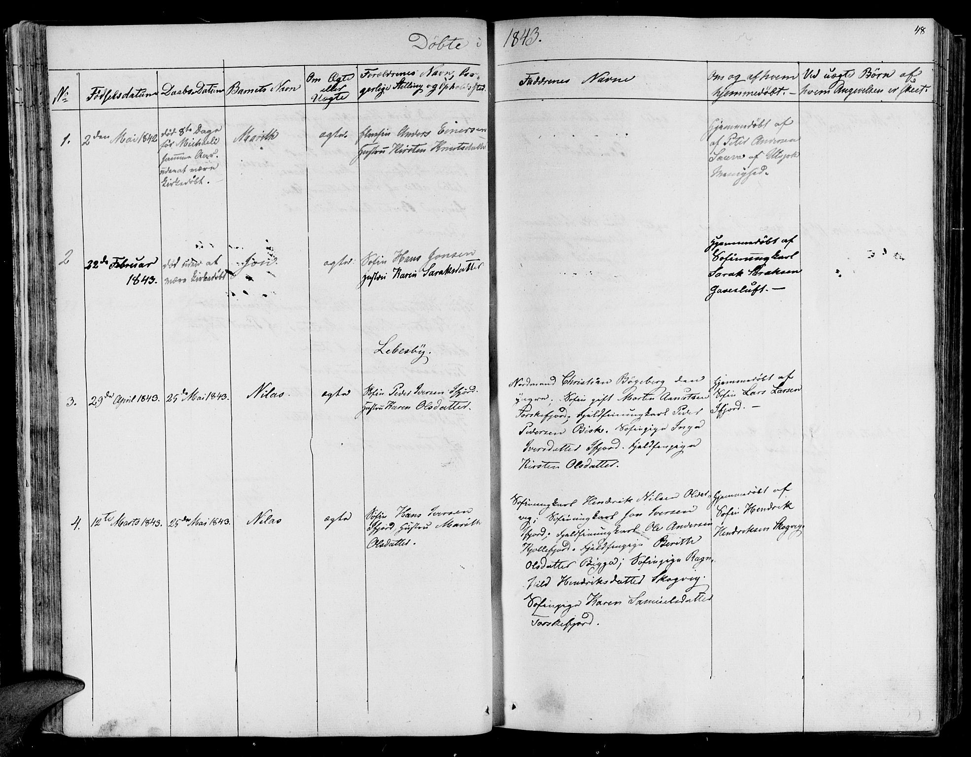 Lebesby sokneprestkontor, AV/SATØ-S-1353/H/Ha/L0003kirke: Parish register (official) no. 3, 1833-1852, p. 48