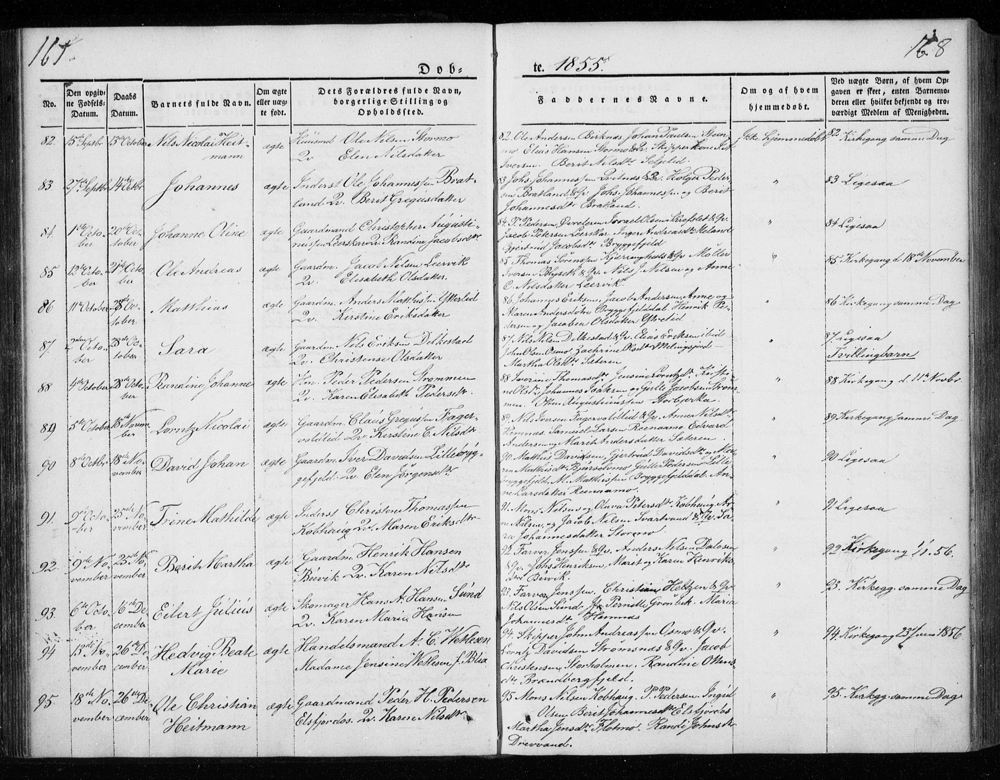 Ministerialprotokoller, klokkerbøker og fødselsregistre - Nordland, AV/SAT-A-1459/825/L0355: Parish register (official) no. 825A09, 1842-1863, p. 167-168