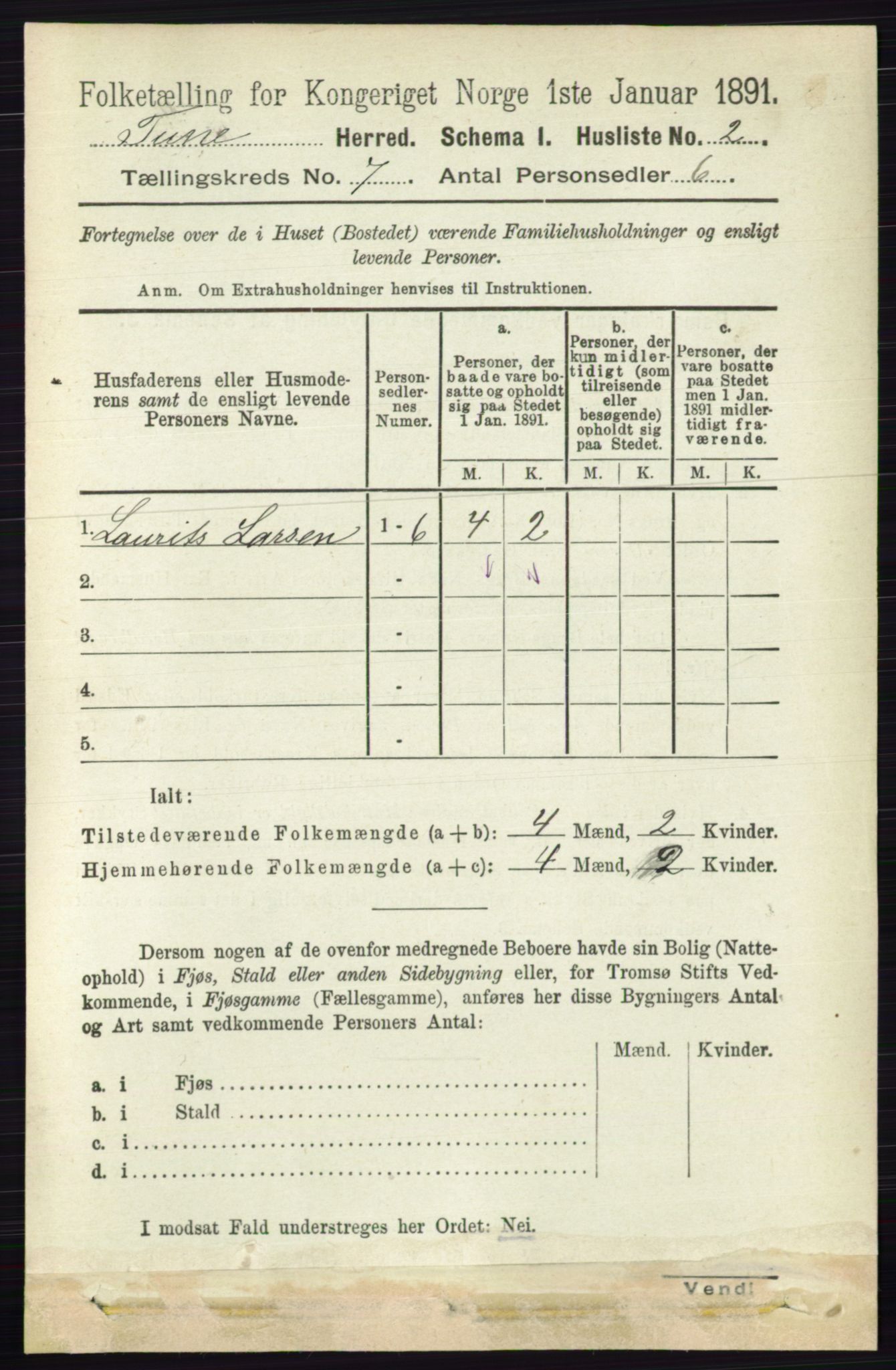 RA, 1891 census for 0130 Tune, 1891, p. 5049