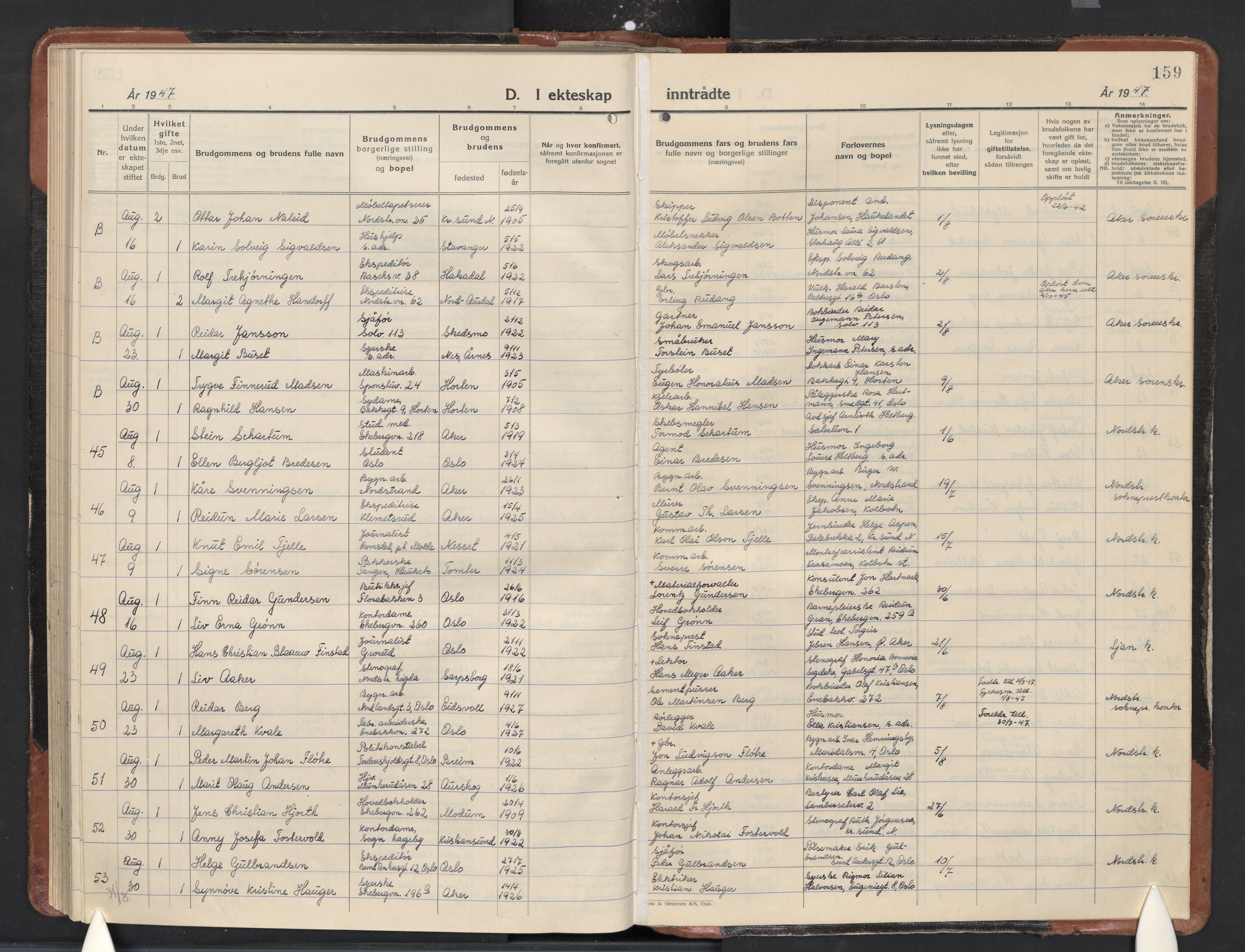 Nordstrand prestekontor Kirkebøker, SAO/A-10362a/F/Fa/L0007: Parish register (official) no. I 7, 1930-1947, p. 159