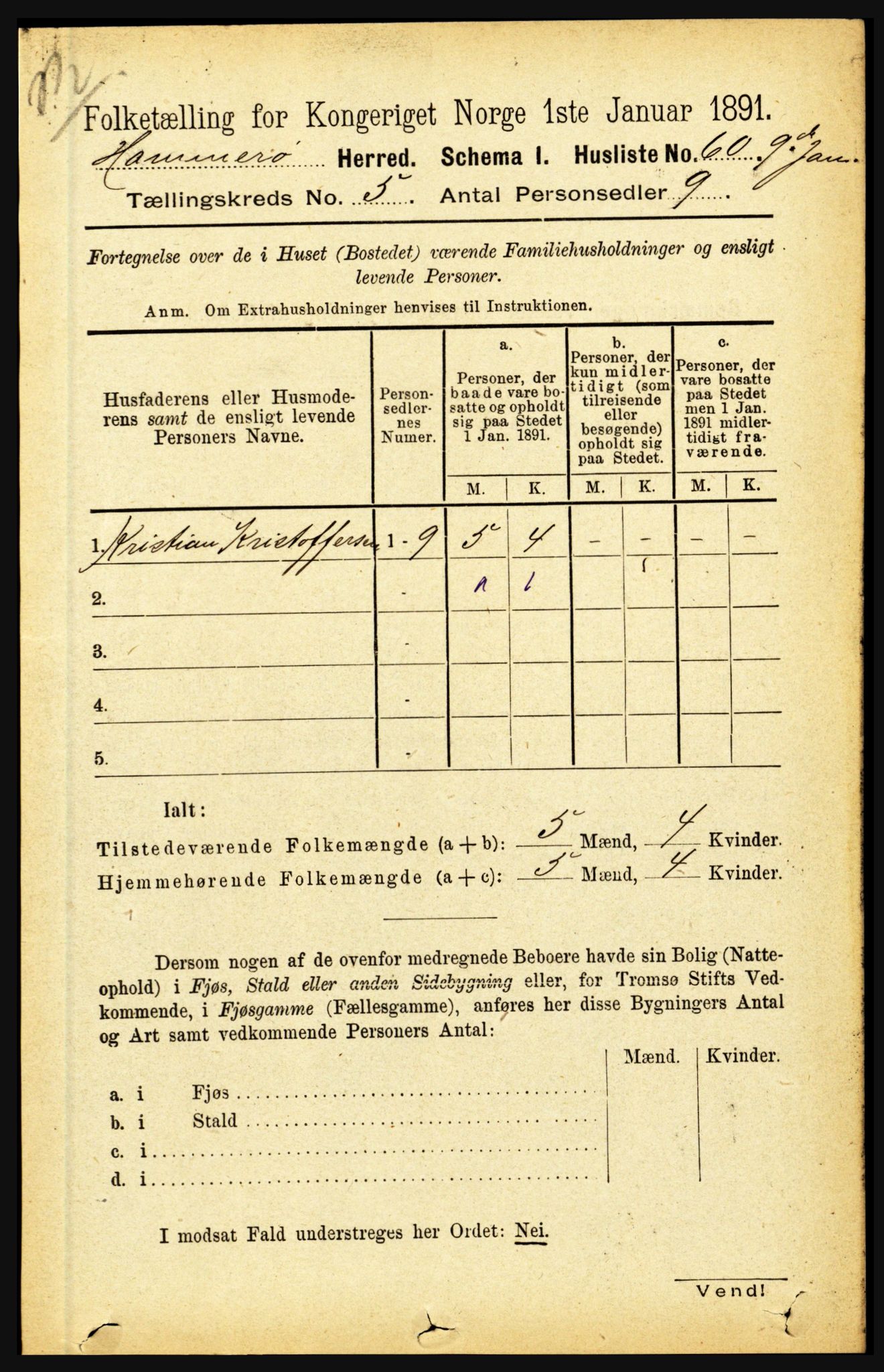 RA, 1891 census for 1849 Hamarøy, 1891, p. 2467