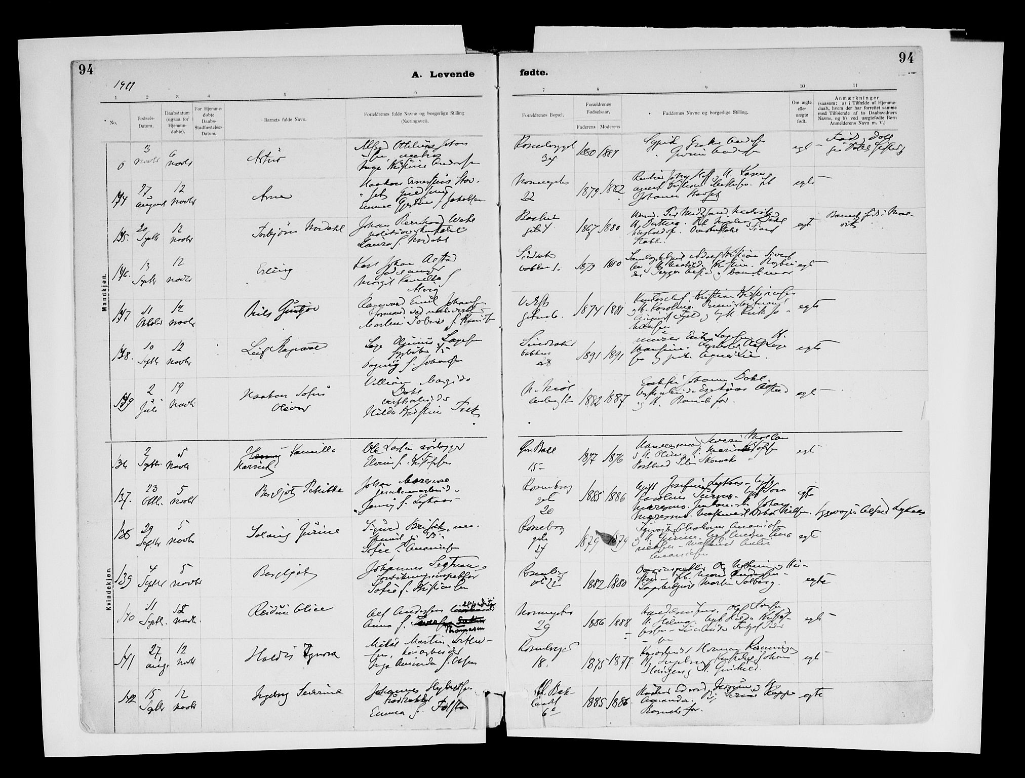 Ministerialprotokoller, klokkerbøker og fødselsregistre - Sør-Trøndelag, AV/SAT-A-1456/604/L0203: Parish register (official) no. 604A23, 1908-1916, p. 94