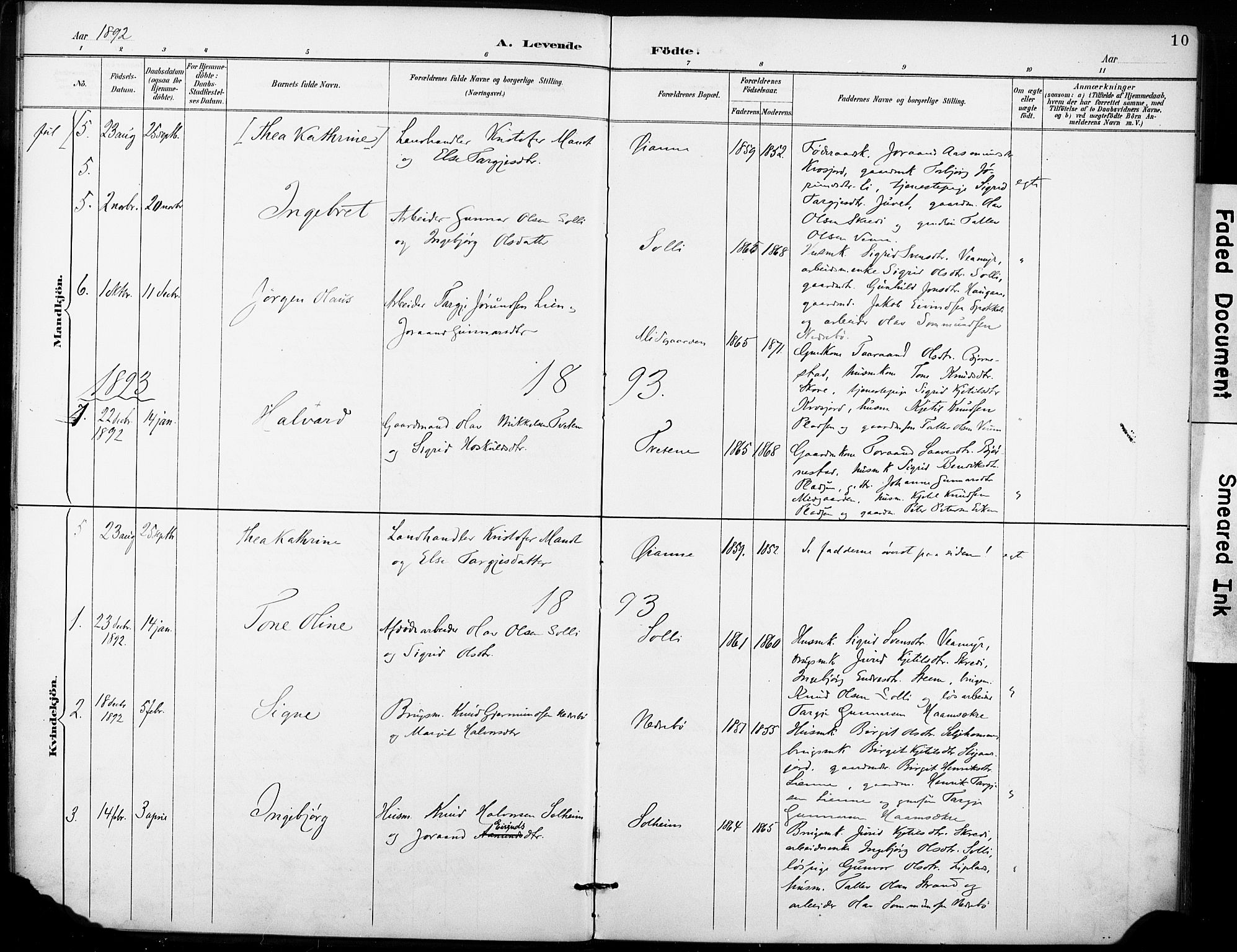 Fyresdal kirkebøker, SAKO/A-263/F/Fb/L0003: Parish register (official) no. II 3, 1887-1903, p. 10