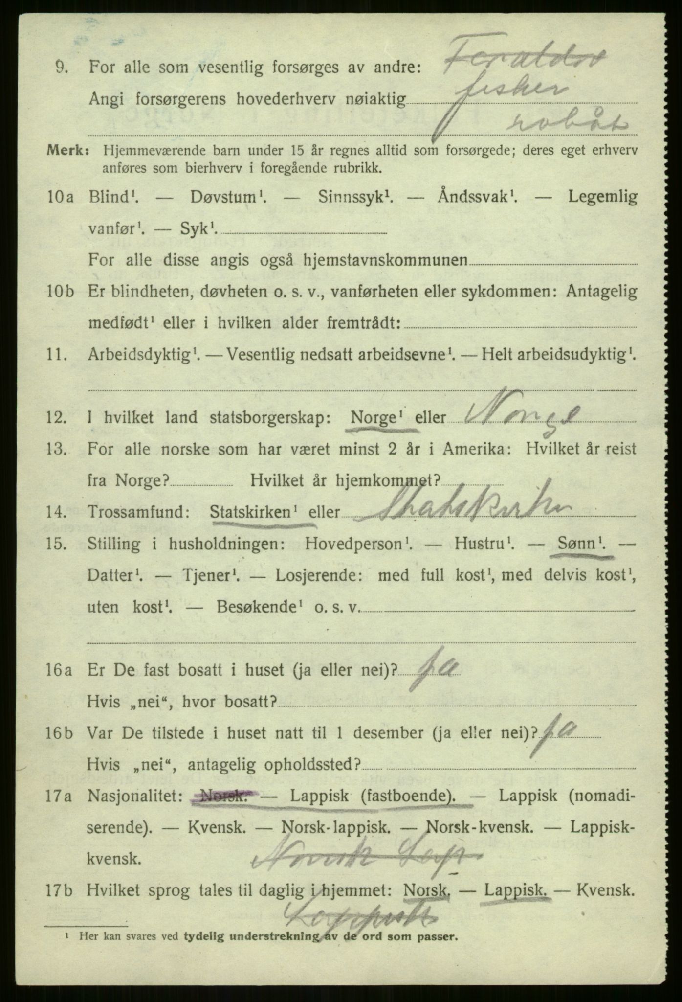 SATØ, 1920 census for Lyngen, 1920, p. 4036