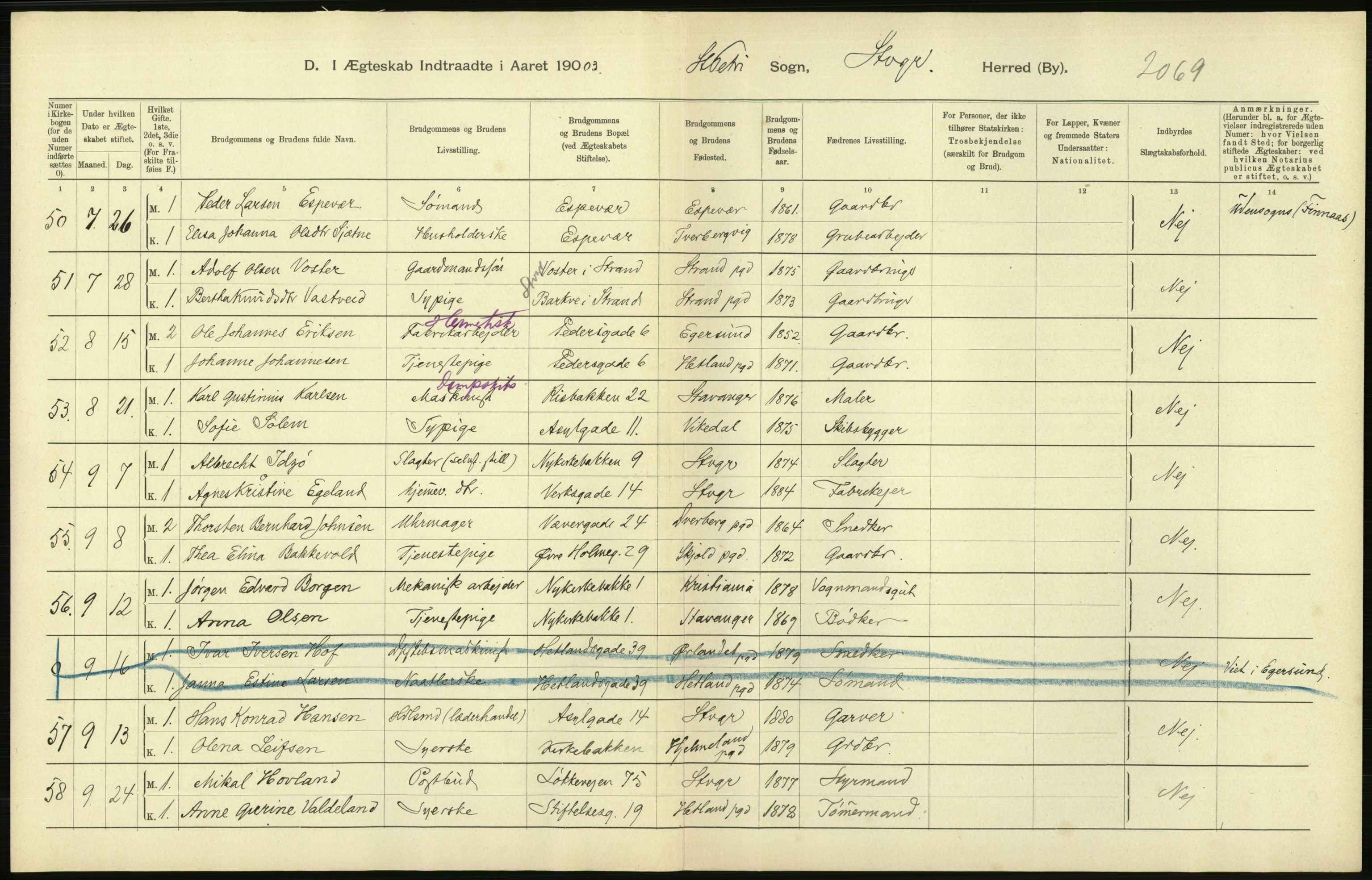 Statistisk sentralbyrå, Sosiodemografiske emner, Befolkning, AV/RA-S-2228/D/Df/Dfa/Dfaa/L0012: Stavanger amt: Fødte, gifte, døde, 1903, p. 614