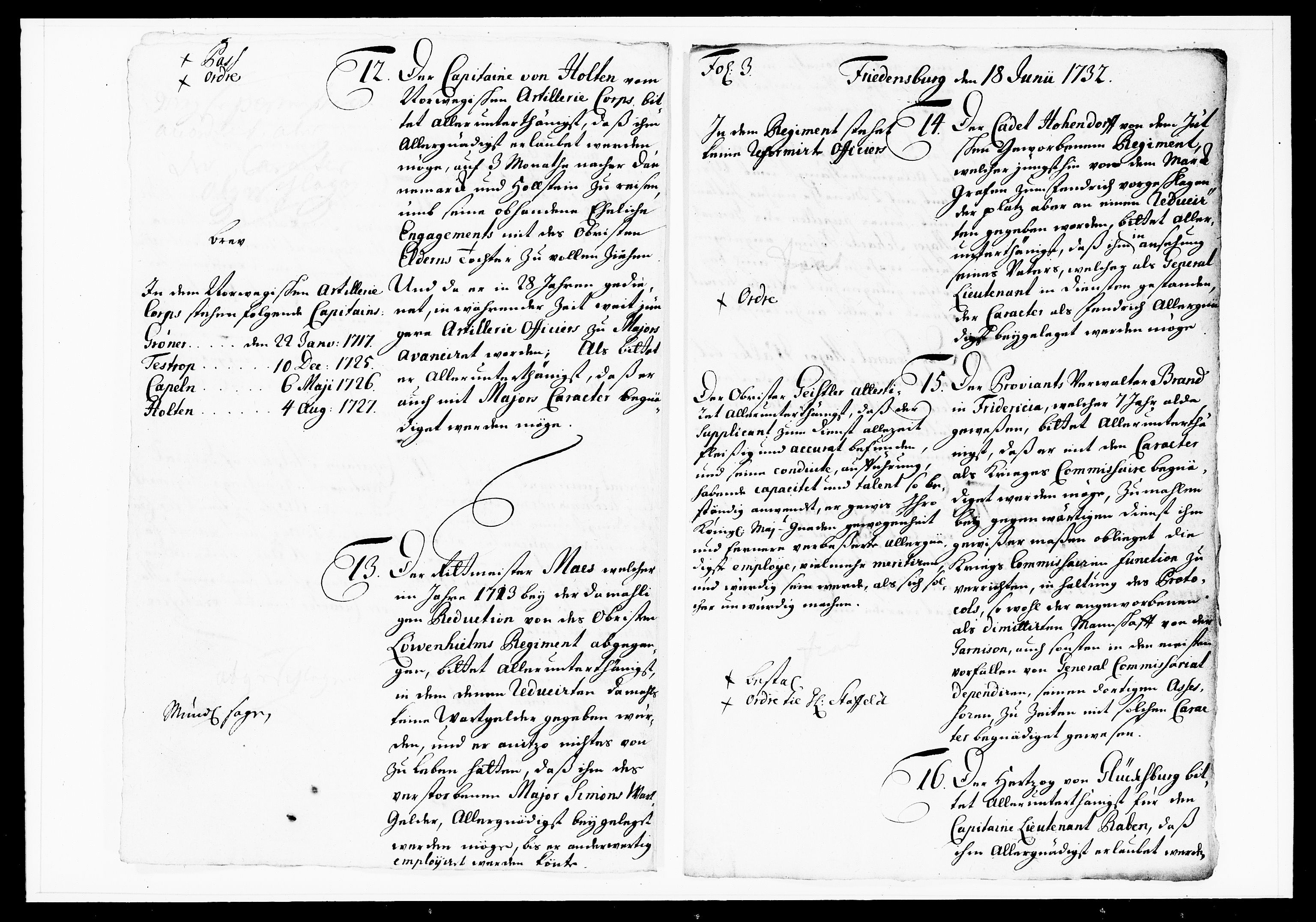 Krigskollegiet, Krigskancelliet, DRA/A-0006/-/1103-1107: Refererede sager, 1732, p. 166