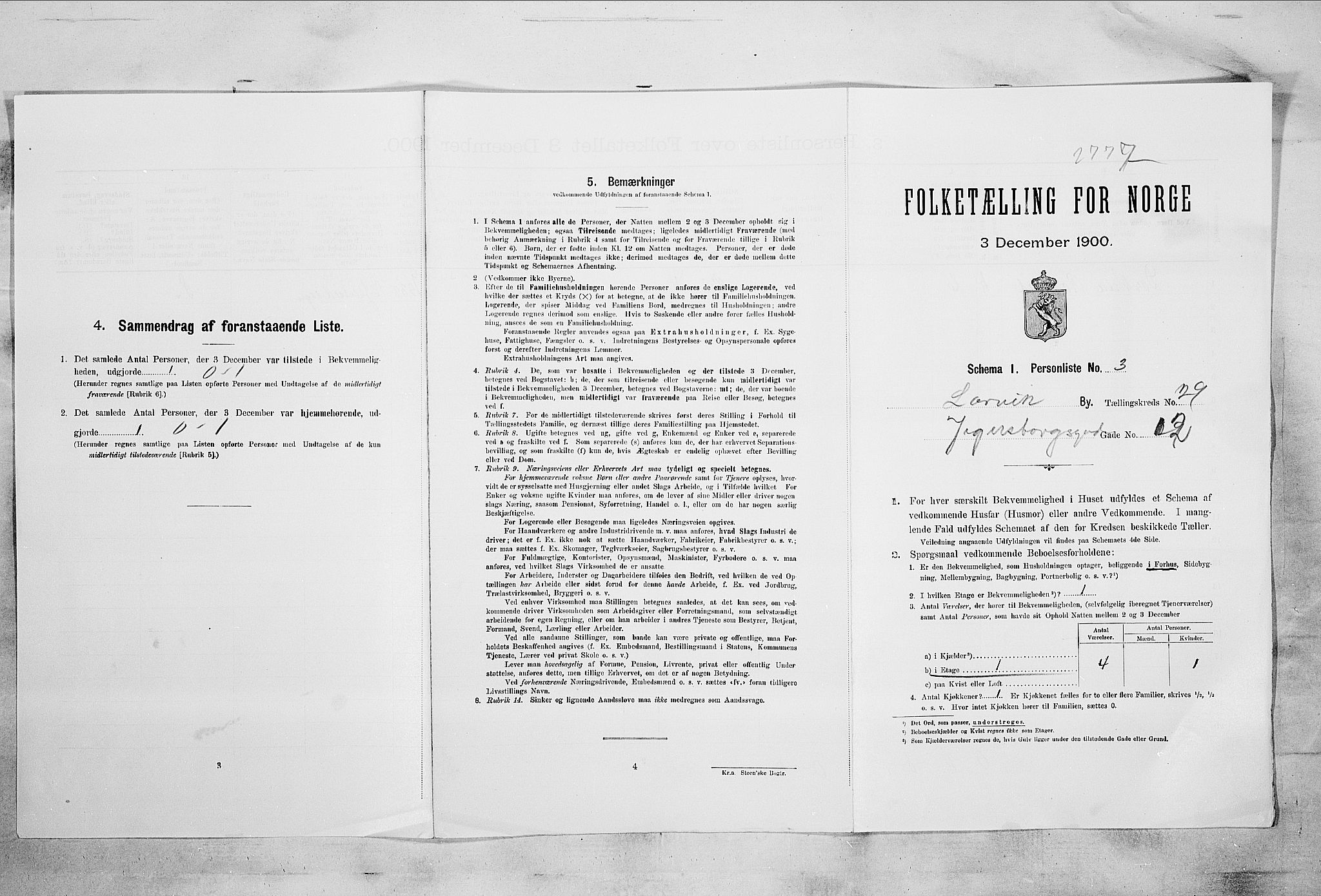 RA, 1900 census for Larvik, 1900, p. 3256