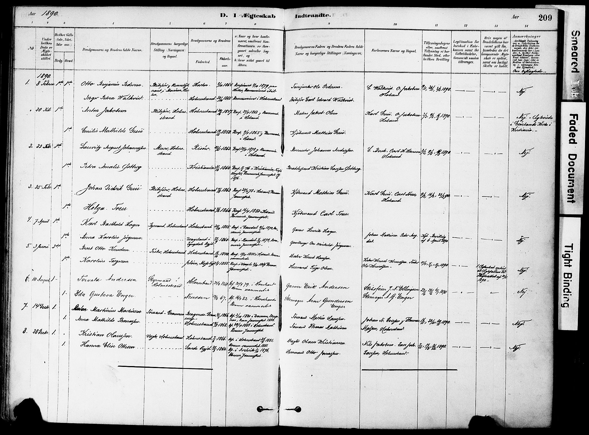 Holmestrand kirkebøker, AV/SAKO-A-346/F/Fa/L0004: Parish register (official) no. 4, 1880-1901, p. 209