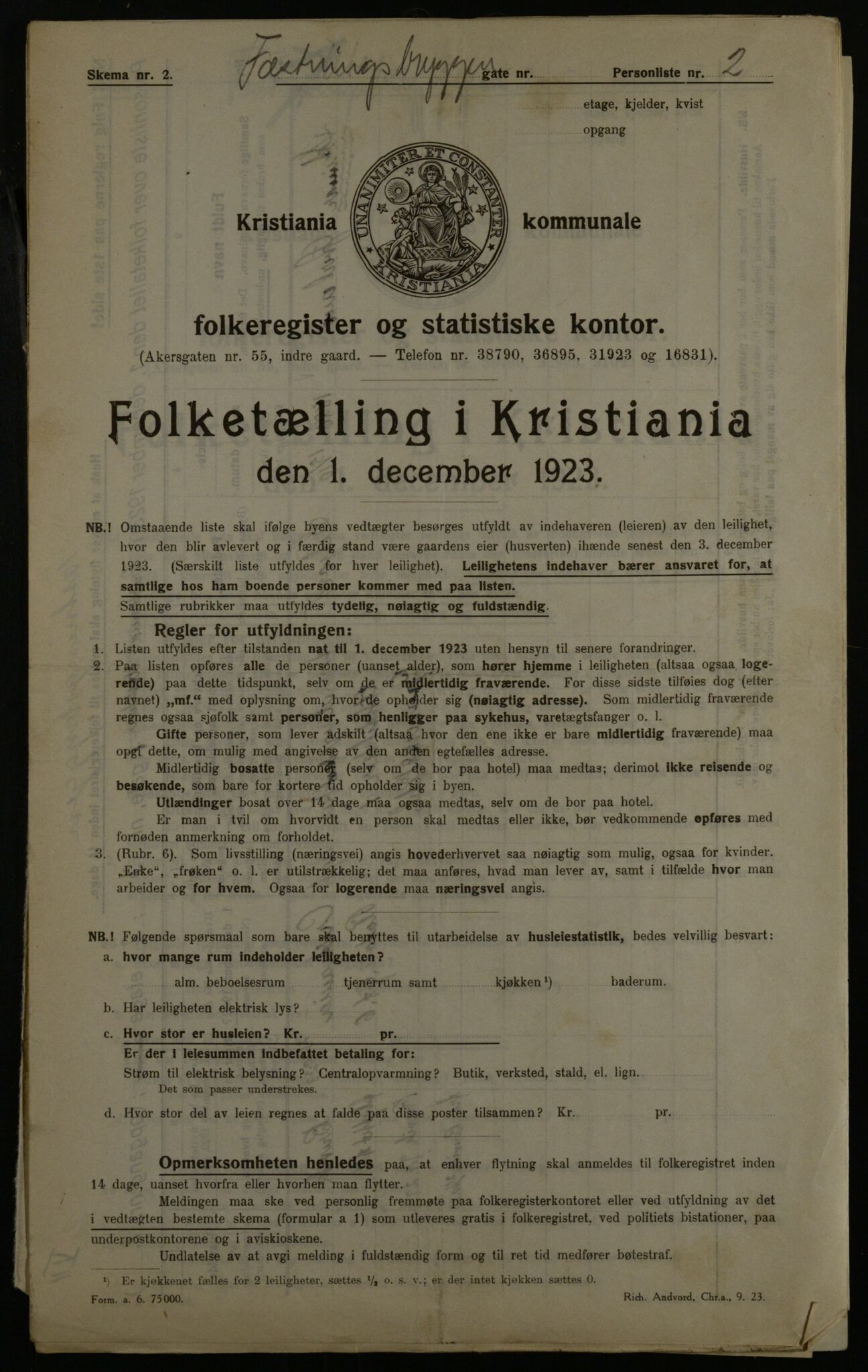OBA, Municipal Census 1923 for Kristiania, 1923, p. 27265