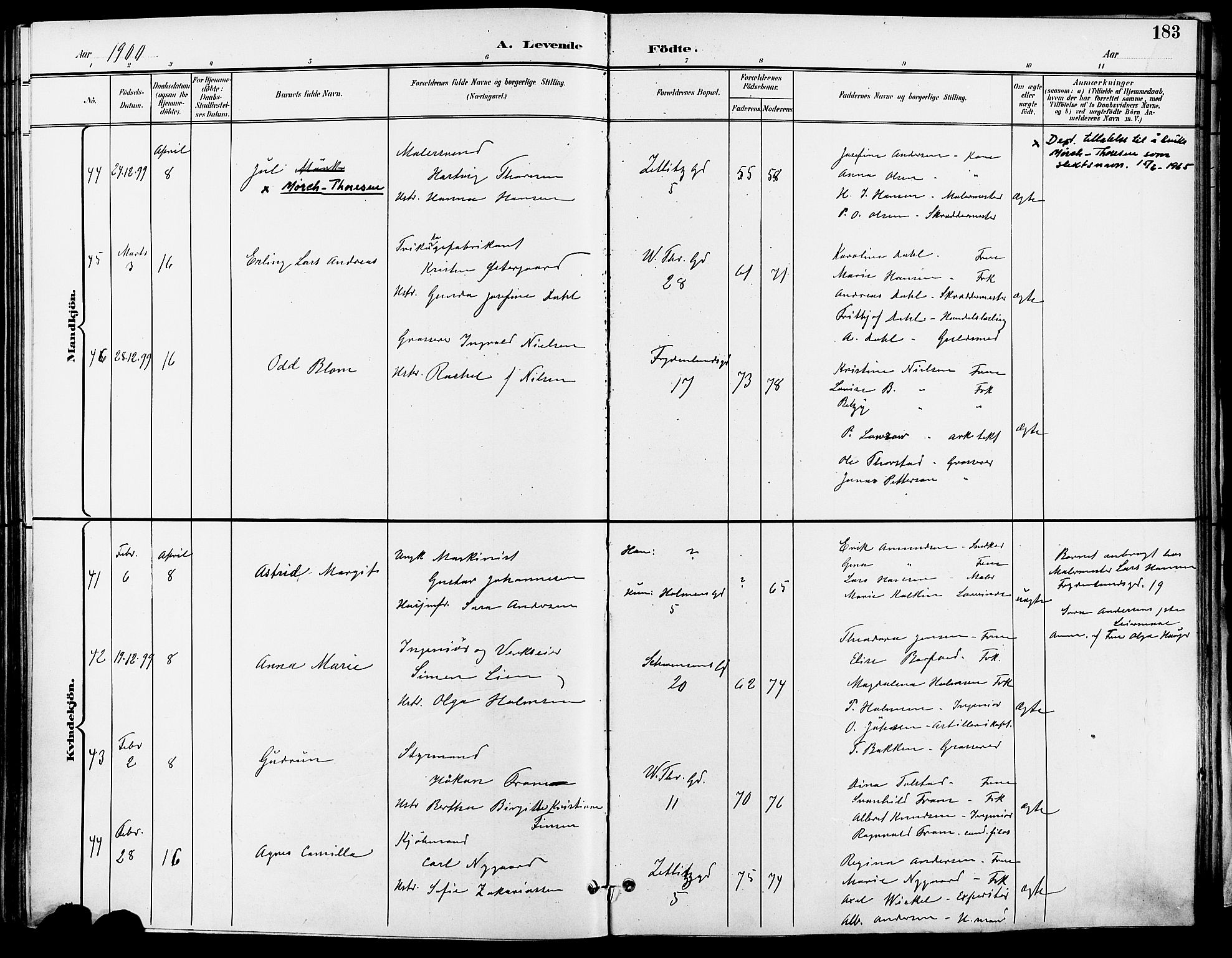 Gamle Aker prestekontor Kirkebøker, AV/SAO-A-10617a/F/L0011: Parish register (official) no. 11, 1896-1901, p. 183