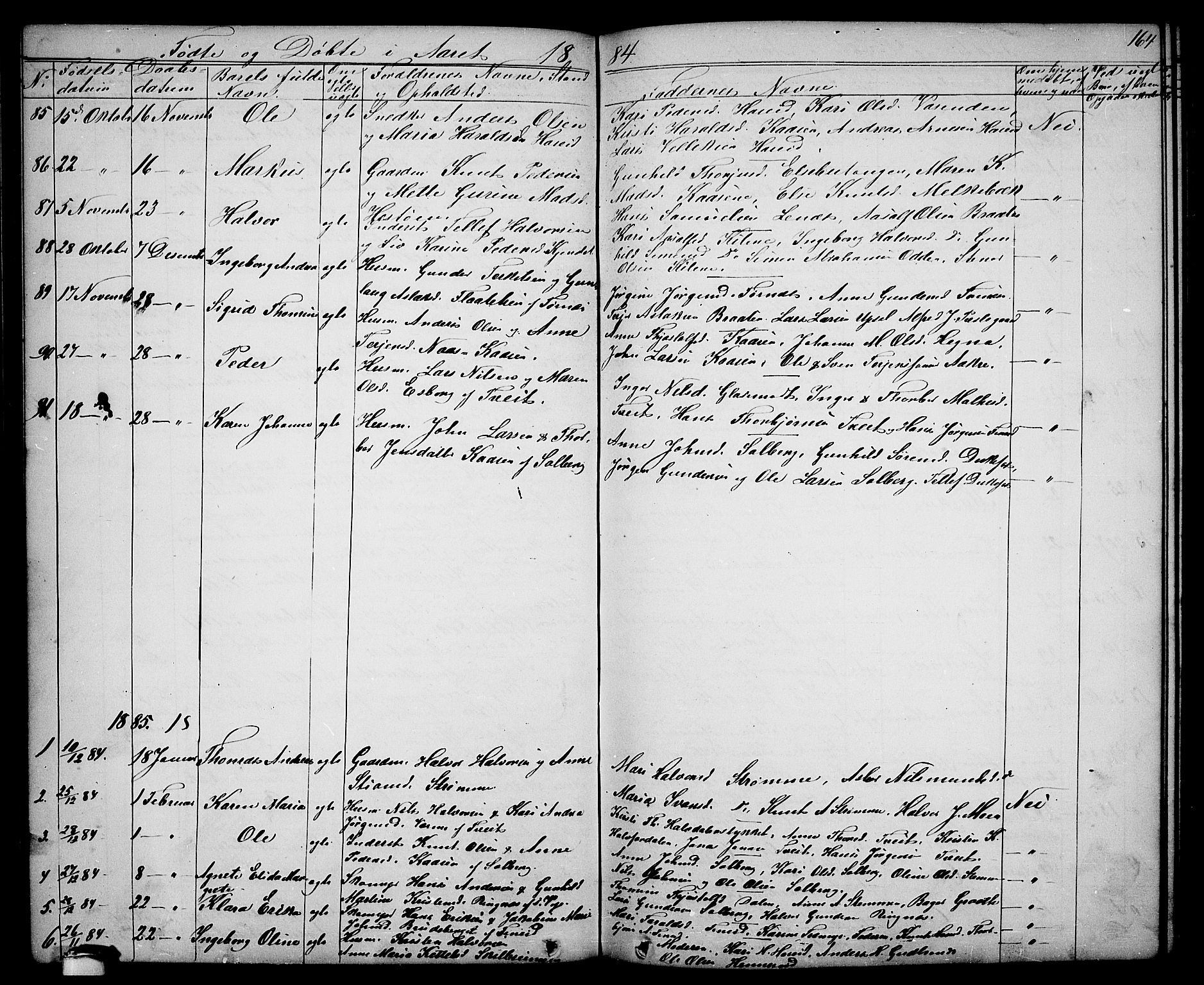 Drangedal kirkebøker, SAKO/A-258/G/Ga/L0002: Parish register (copy) no. I 2, 1856-1887, p. 164