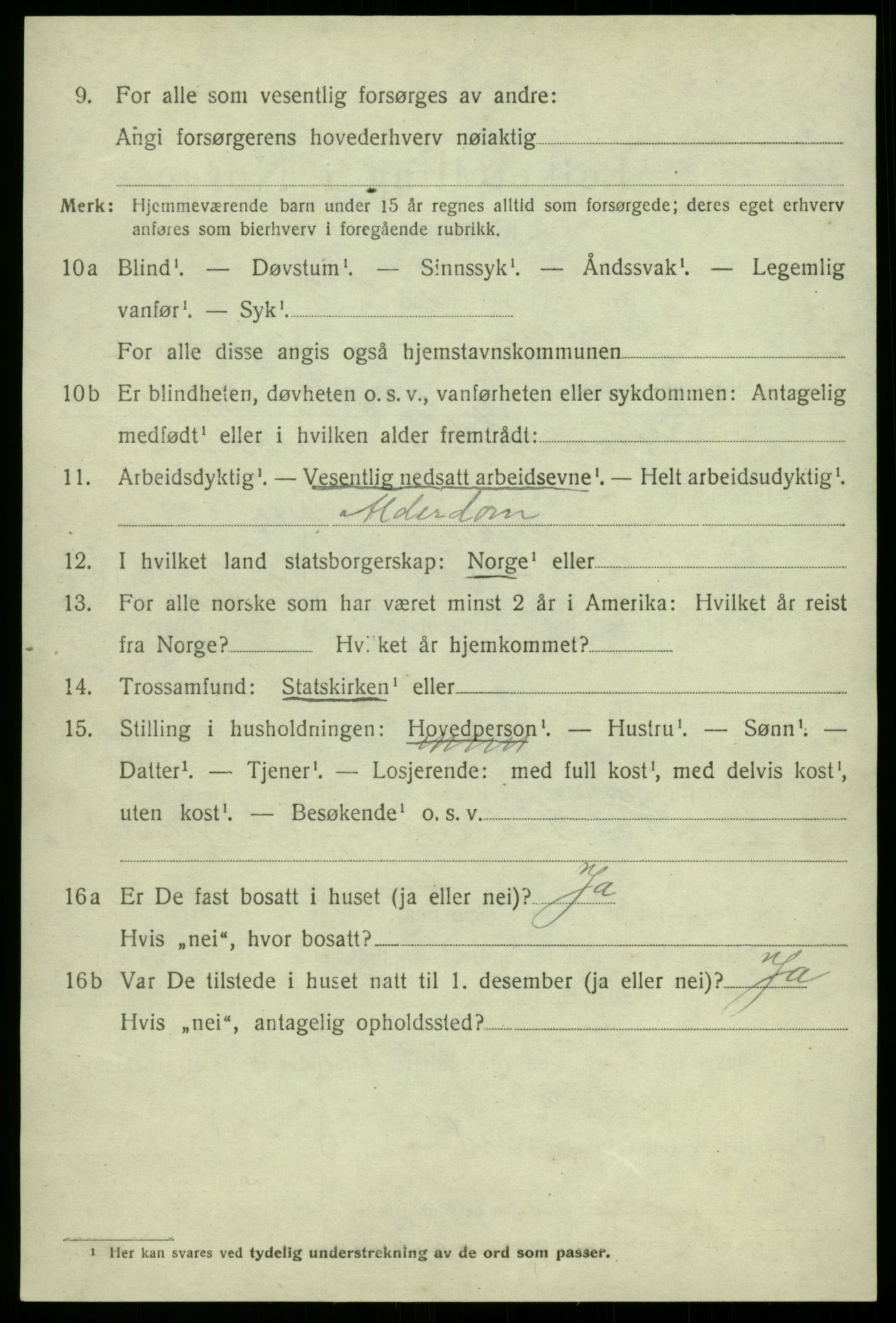 SAB, 1920 census for Granvin, 1920, p. 2521