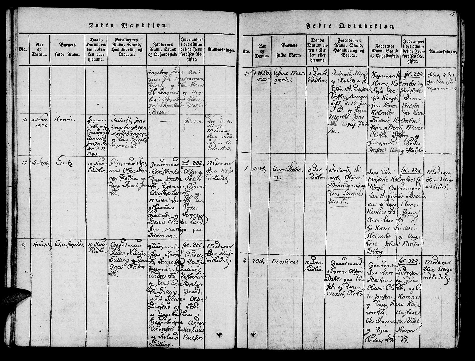 Ministerialprotokoller, klokkerbøker og fødselsregistre - Nord-Trøndelag, SAT/A-1458/741/L0387: Parish register (official) no. 741A03 /1, 1817-1822, p. 27