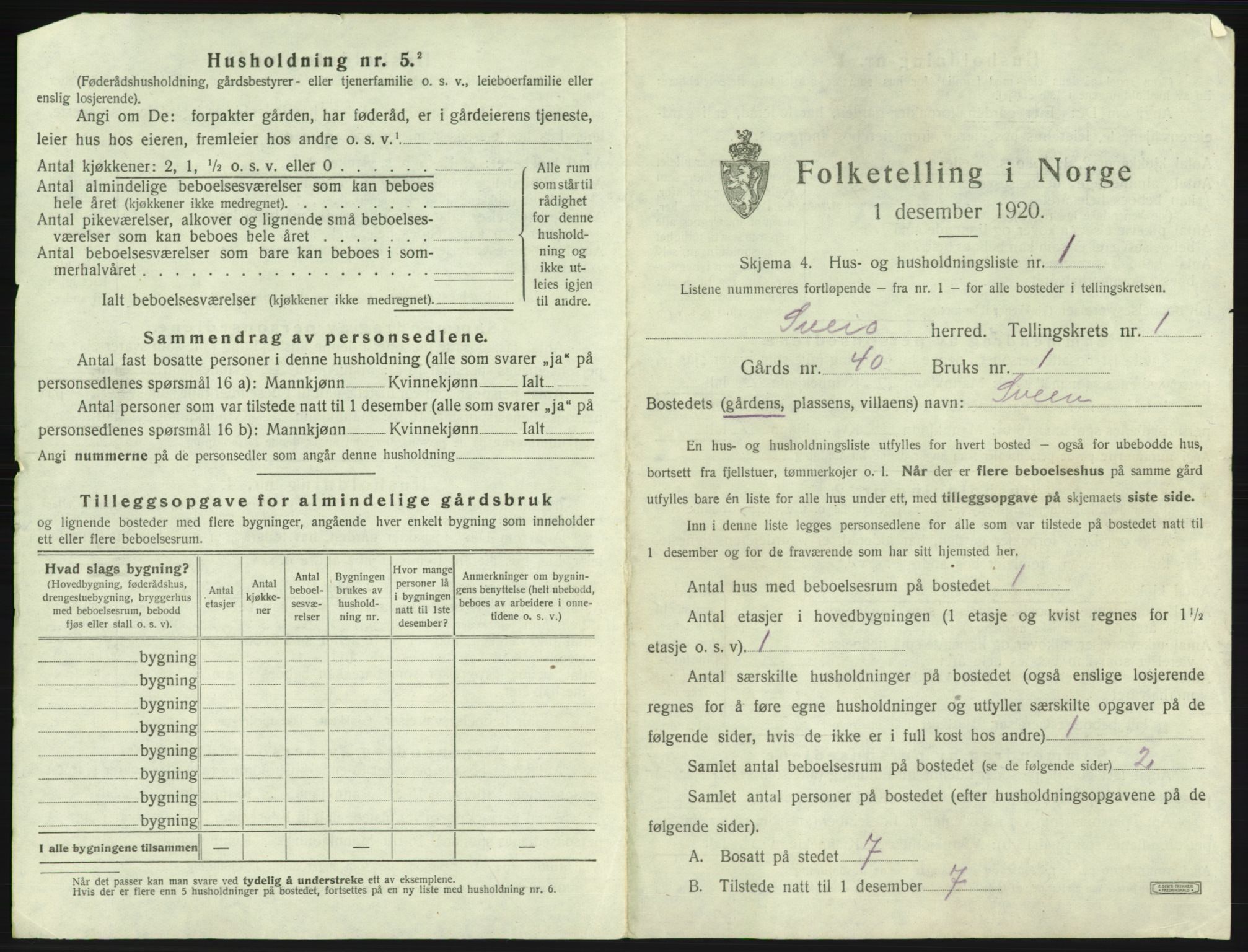 SAB, 1920 census for Sveio, 1920, p. 34