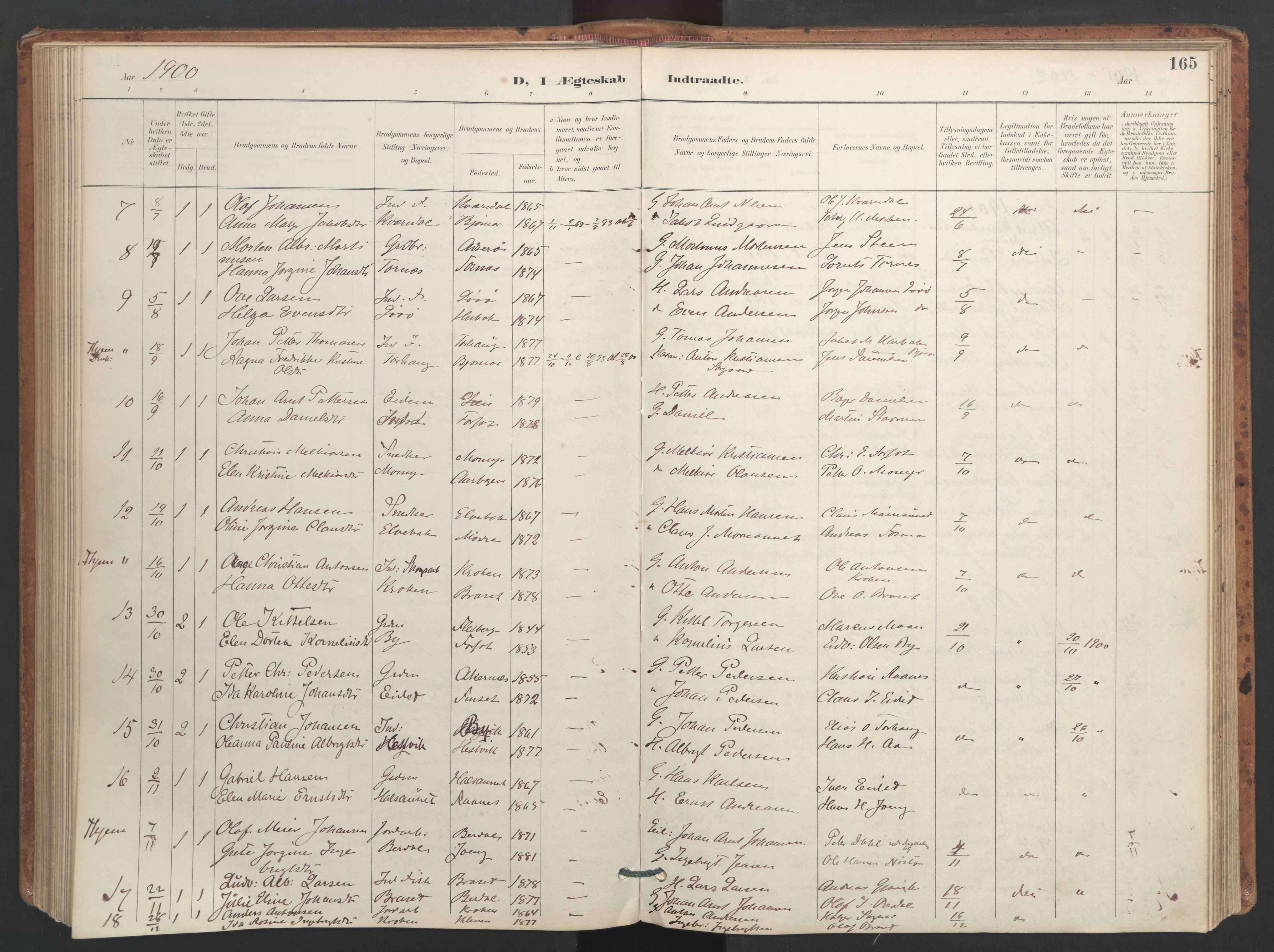 Ministerialprotokoller, klokkerbøker og fødselsregistre - Sør-Trøndelag, SAT/A-1456/655/L0681: Parish register (official) no. 655A10, 1895-1907, p. 165