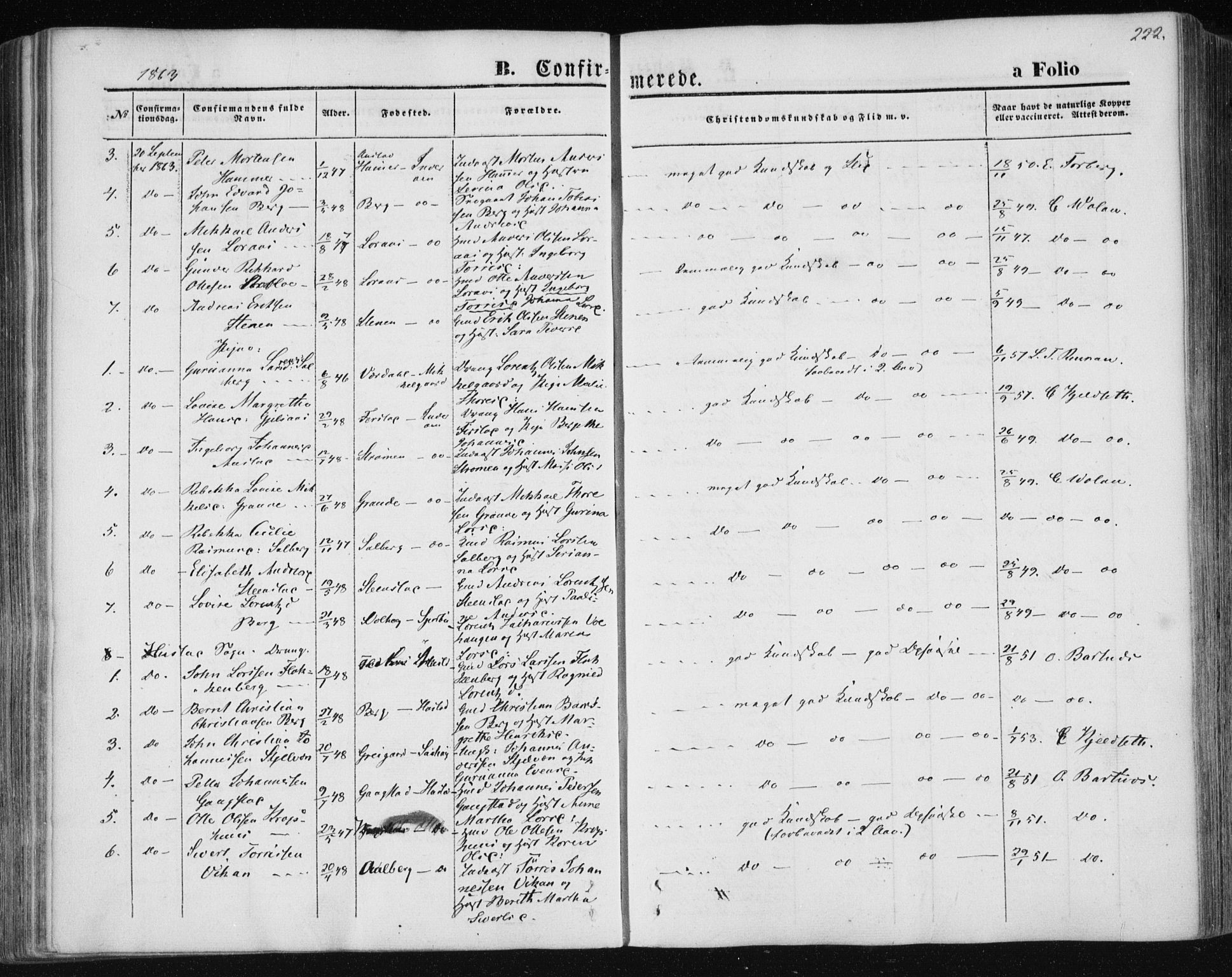 Ministerialprotokoller, klokkerbøker og fødselsregistre - Nord-Trøndelag, SAT/A-1458/730/L0283: Parish register (official) no. 730A08, 1855-1865, p. 222